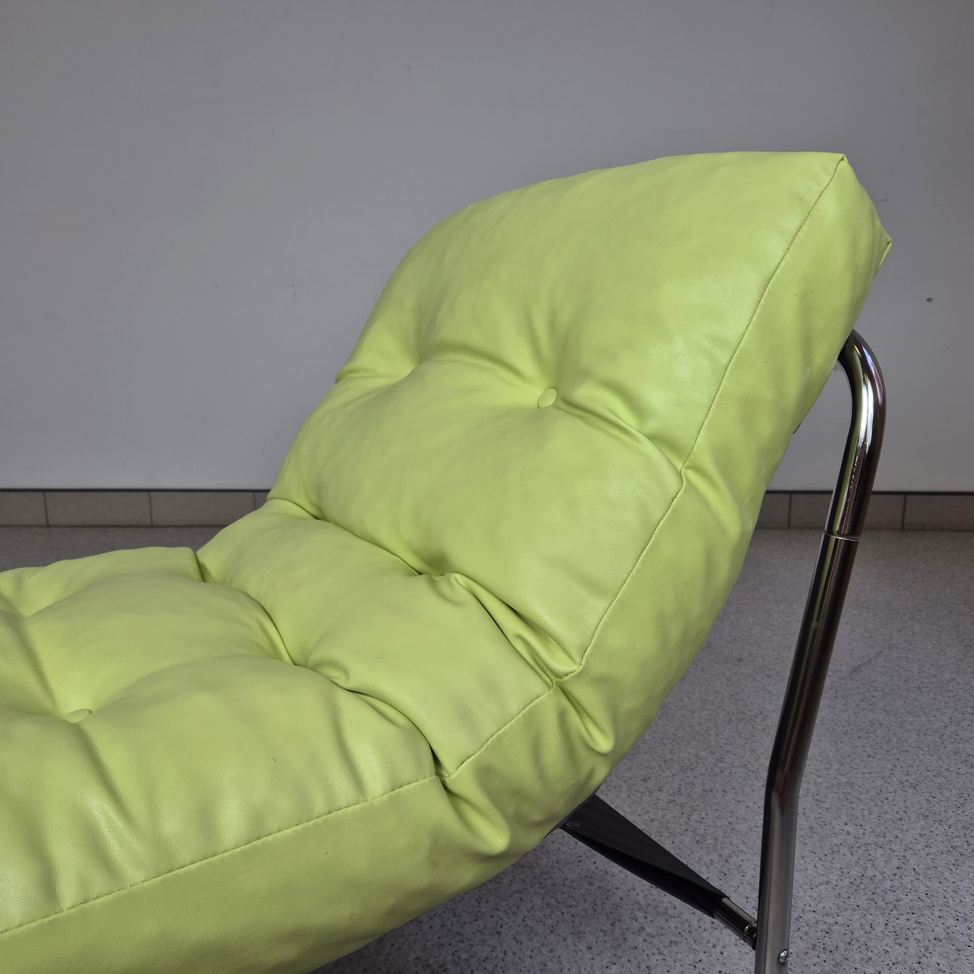 Armchair Pixi, green, fabric chrome, by G. Lundgren, Ikea, Sweden, 1970s. - 197017