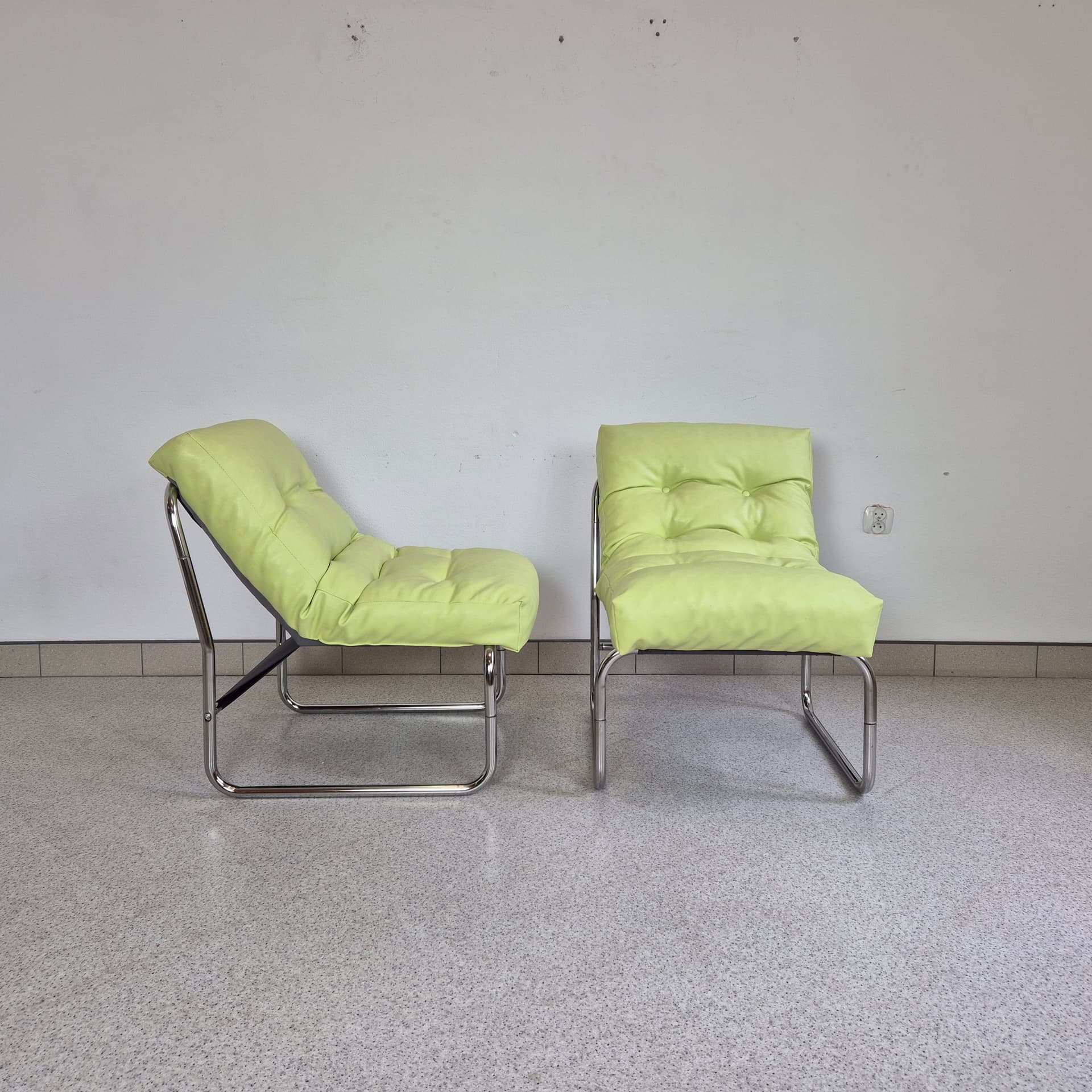 Armchair Pixi, green, fabric chrome, by G. Lundgren, Ikea, Sweden, 1970s. - 197019