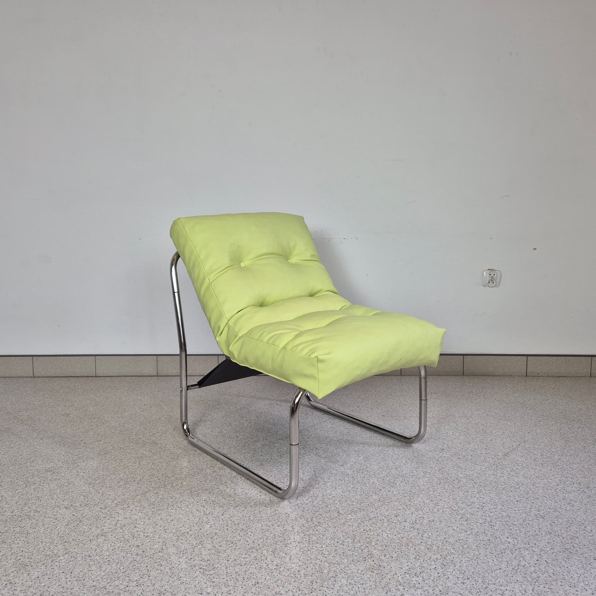 Armchair Pixi, green, fabric chrome, by G. Lundgren, Ikea, Sweden, 1970s. - 197020