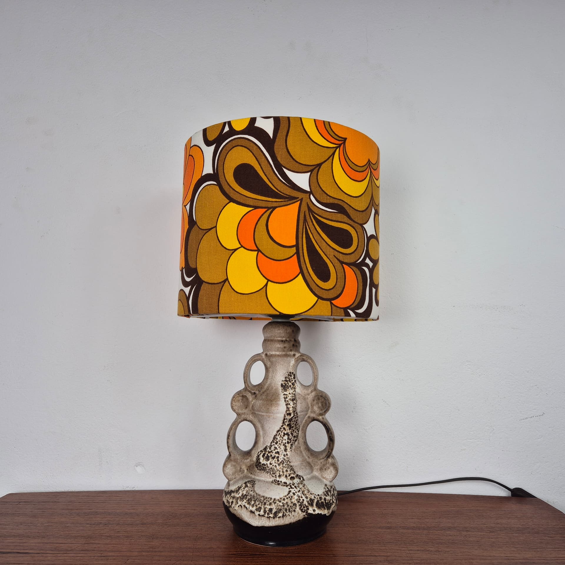 Lampa stołowa, beżowa ceramika, Steinbach, Niemcy, lata 60. - 197100