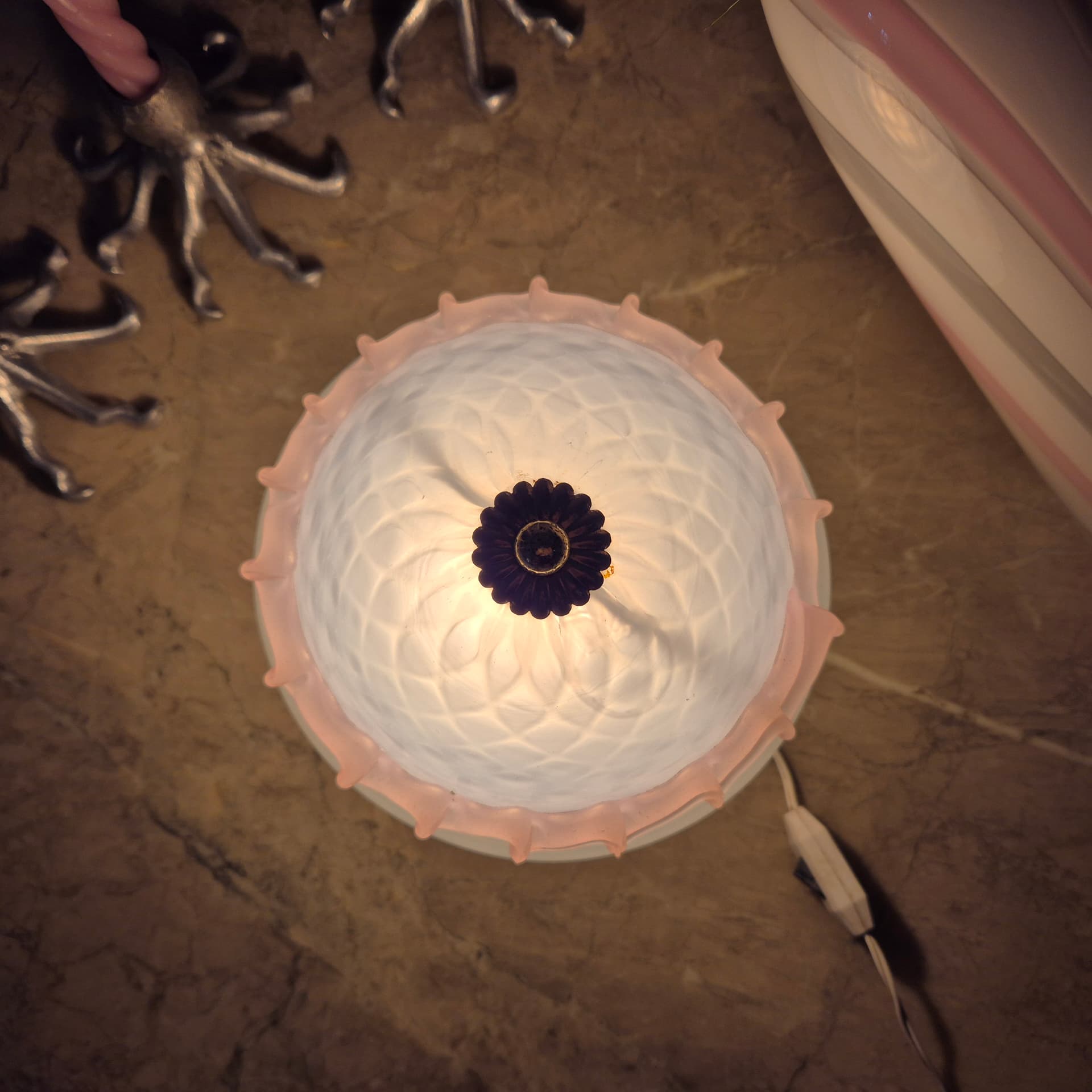 Lampka stołowa Murano, szkło białe, Włochy, lata 50. - 197148