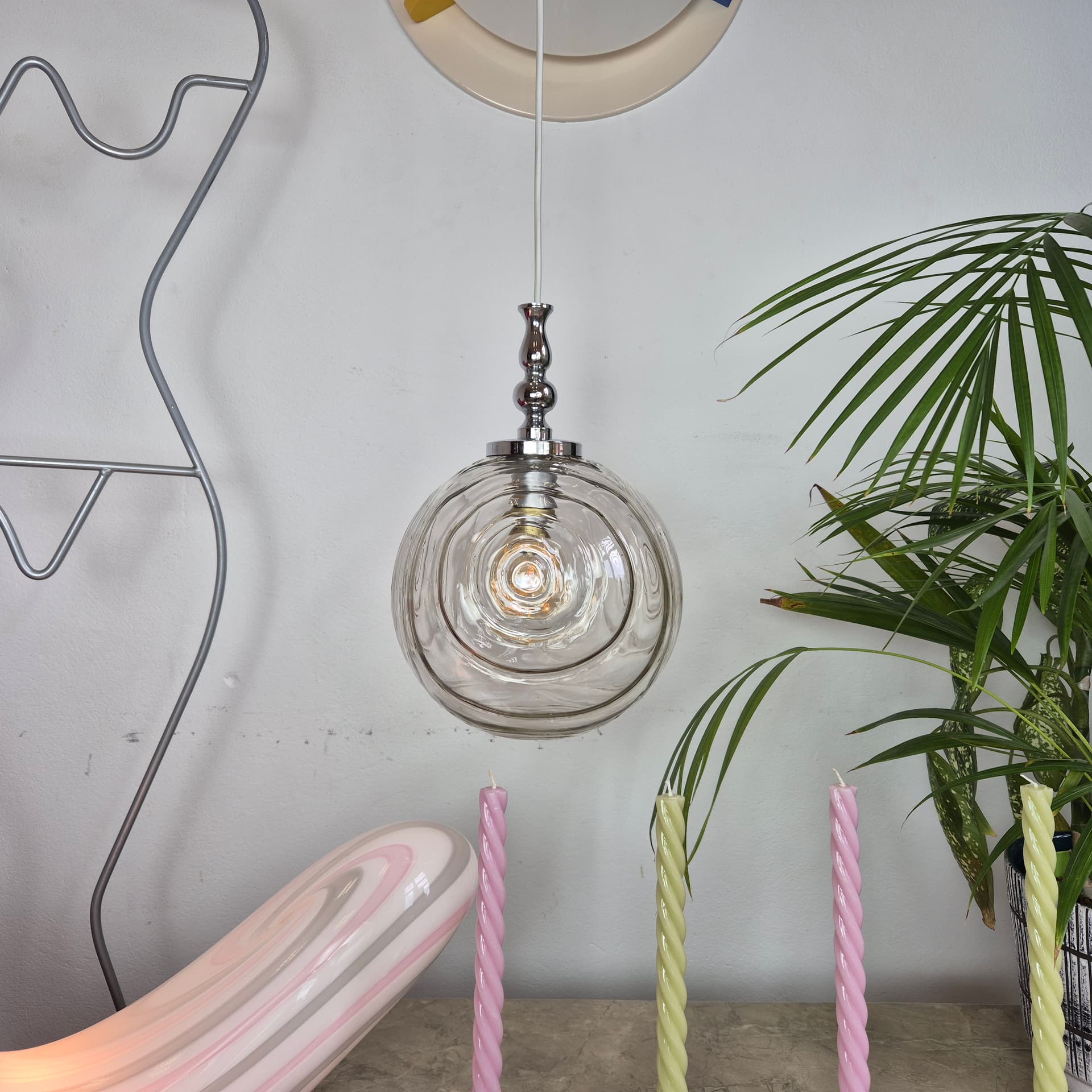 Pendant lamp, transparent, glass, Germany, 1960s. - 197166