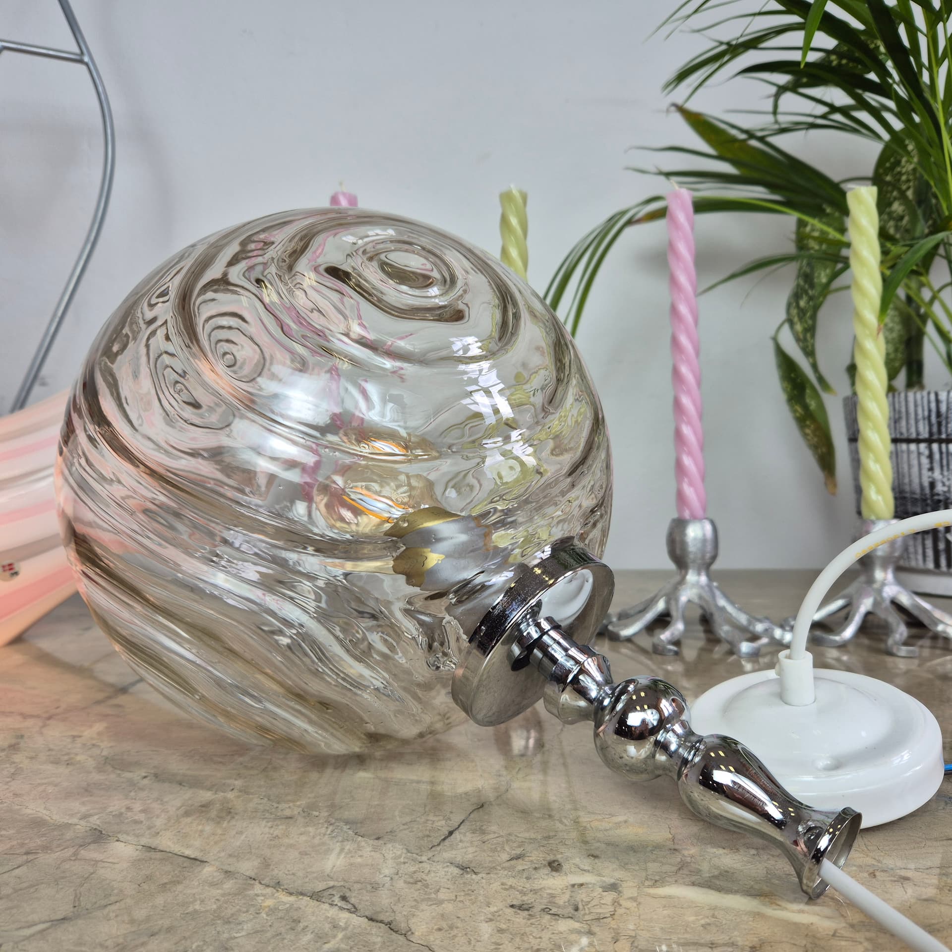 Pendant lamp, transparent, glass, Germany, 1960s. - 197168