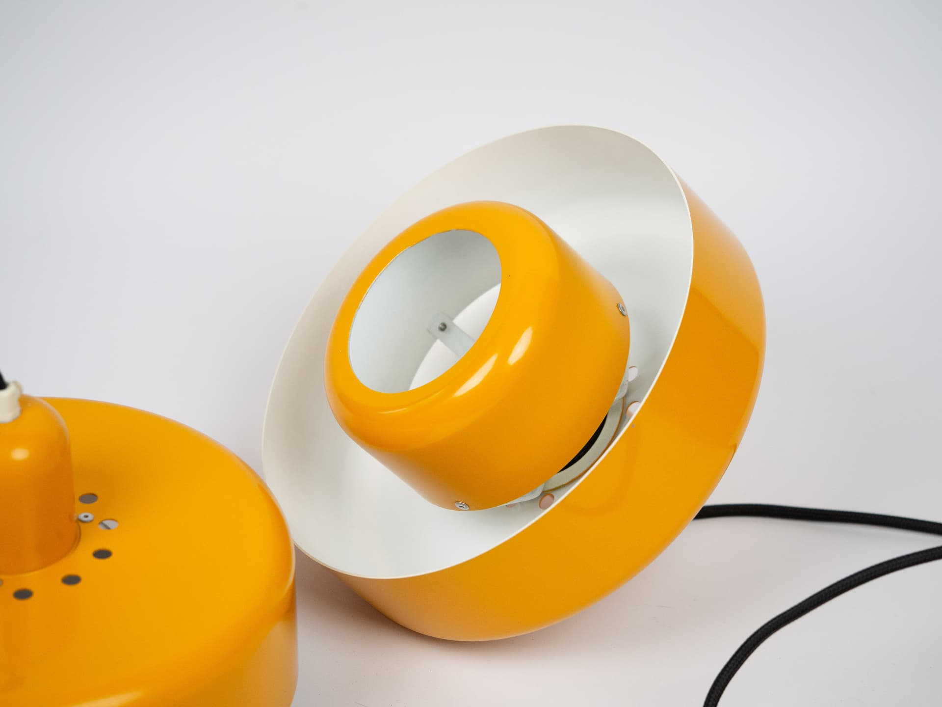 Para lamp wiszących, żółty, metal, Dania, lata 70. - 197193