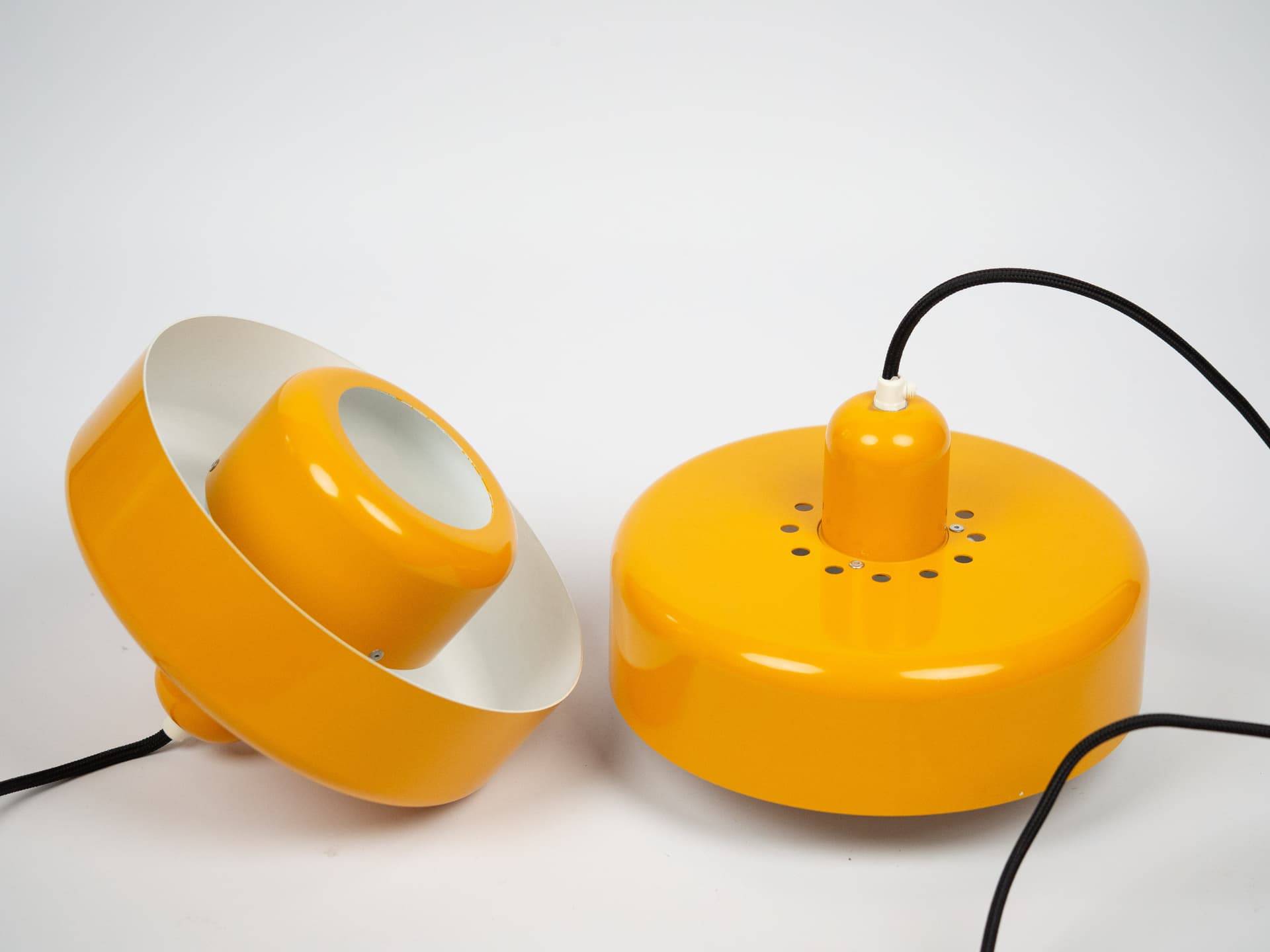 Para lamp wiszących, żółty, metal, Dania, lata 70. - 197194