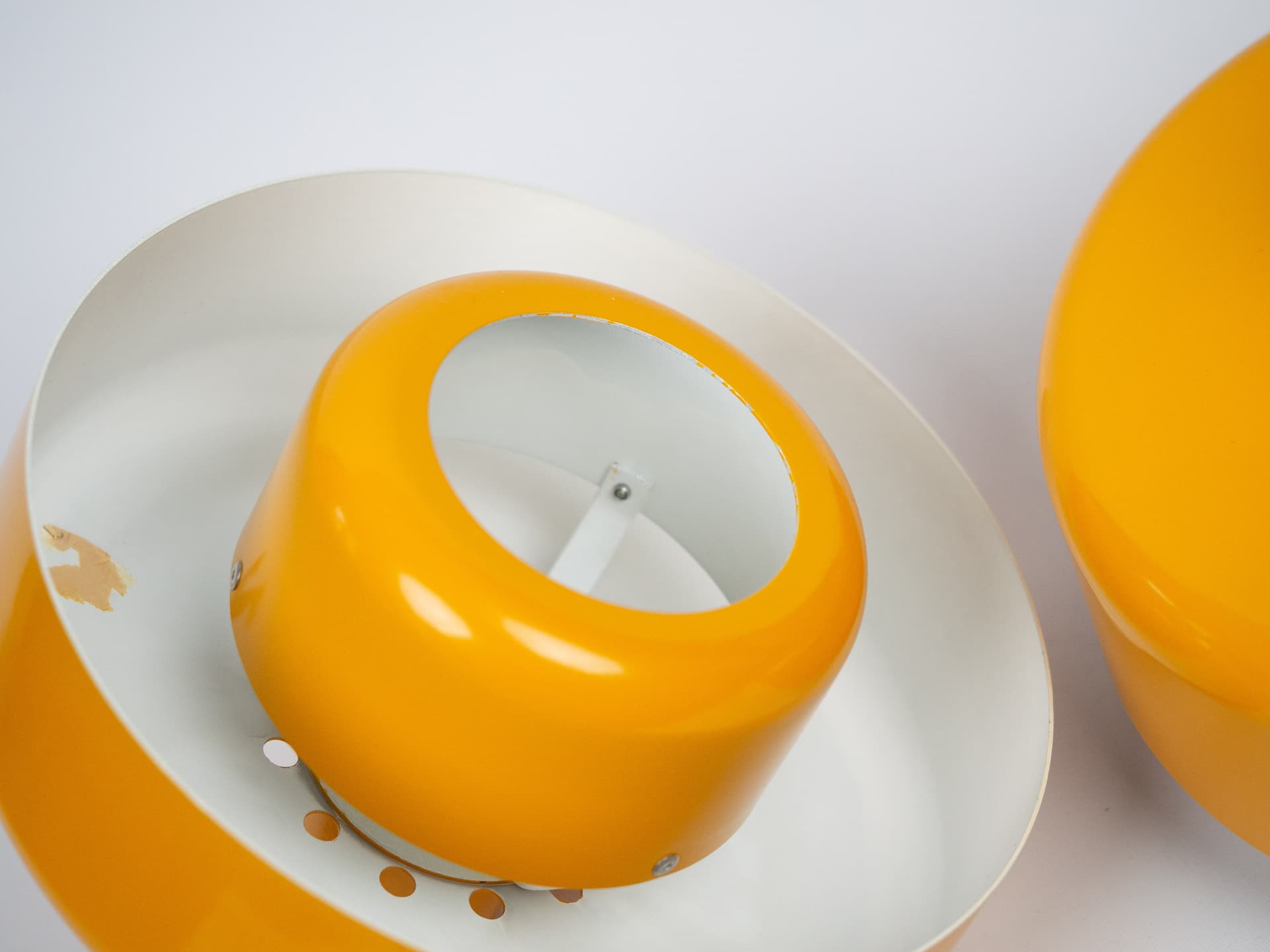 Para lamp wiszących, żółty, metal, Dania, lata 70. - 197196