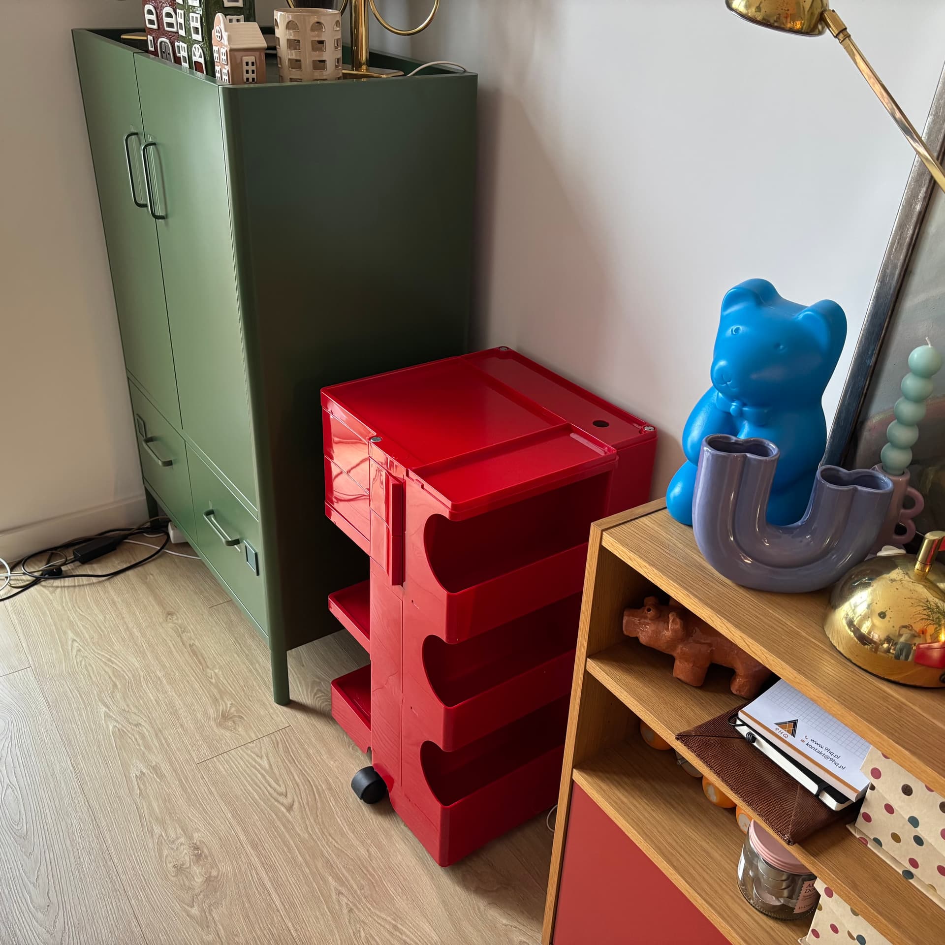 Organizer biurowy, czerwony, plastik, proj. J. Colombo, Włochy, lata 70. - 197197