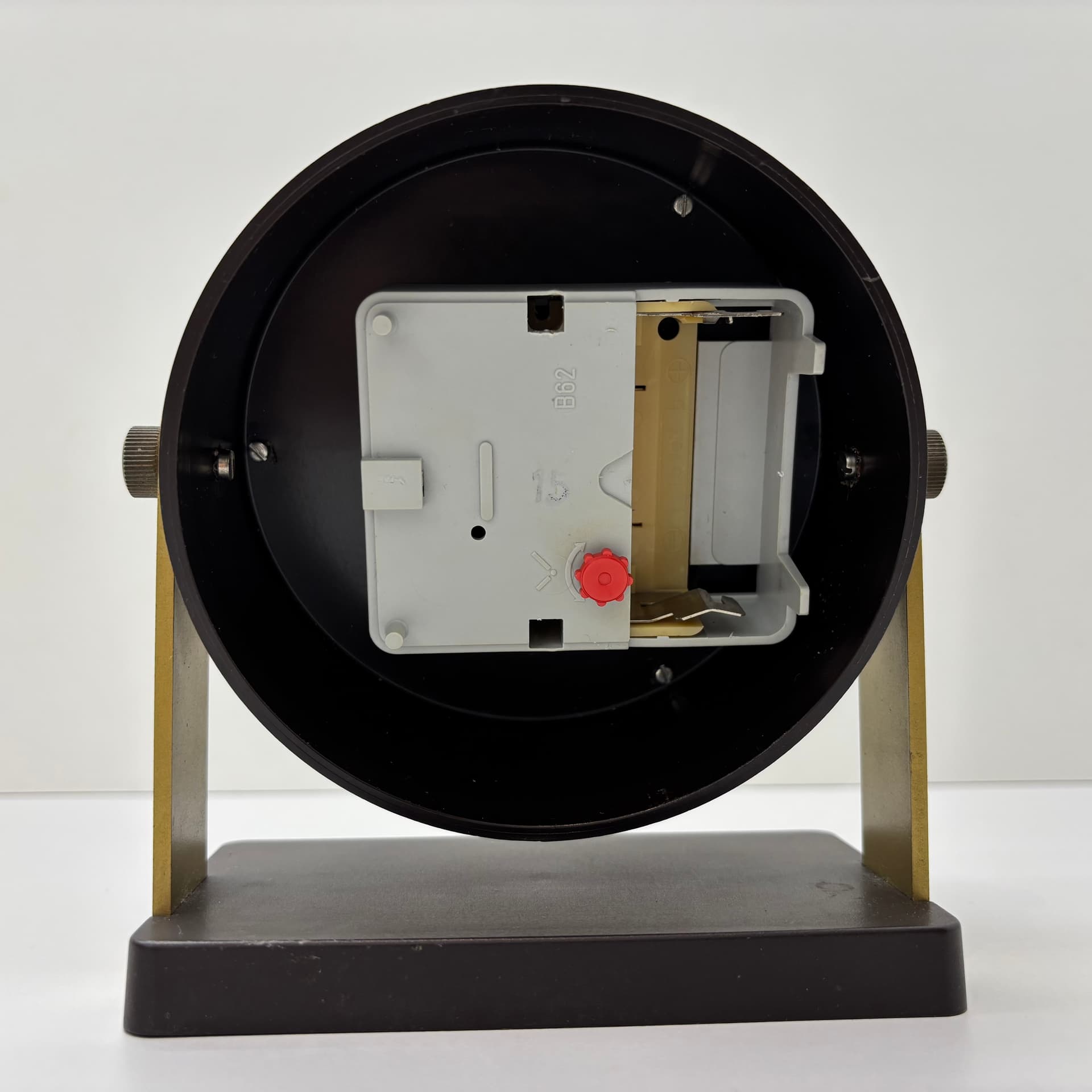 Zegar Weimar Quartz, brązowy ciemny, szkło, mosiądz, tworzywo sztuczne, Niemcy, lata 70. - 197299