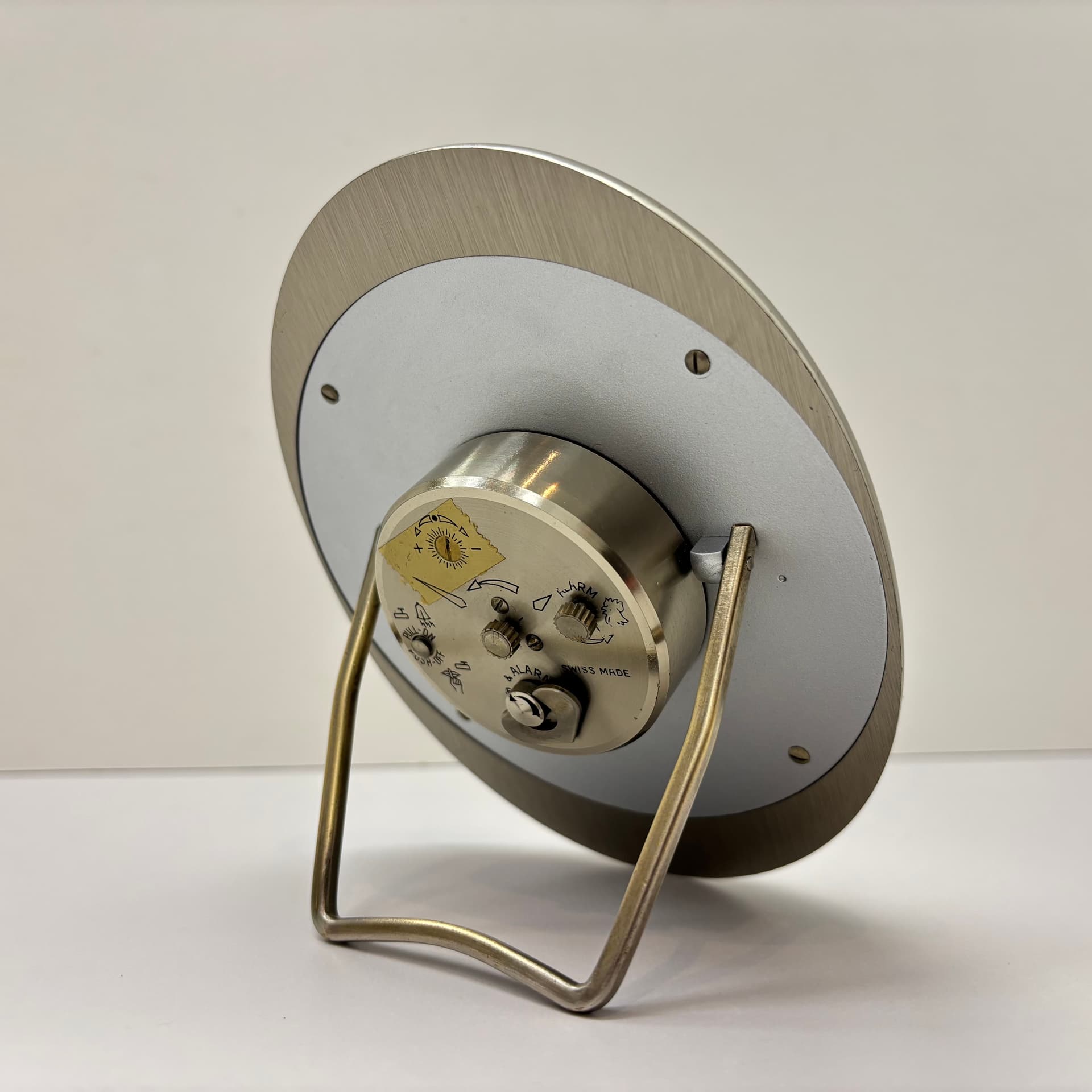 Alarm Clock Swiza 8, silver, stainless steel, Switzerland, 1980s. - 197348