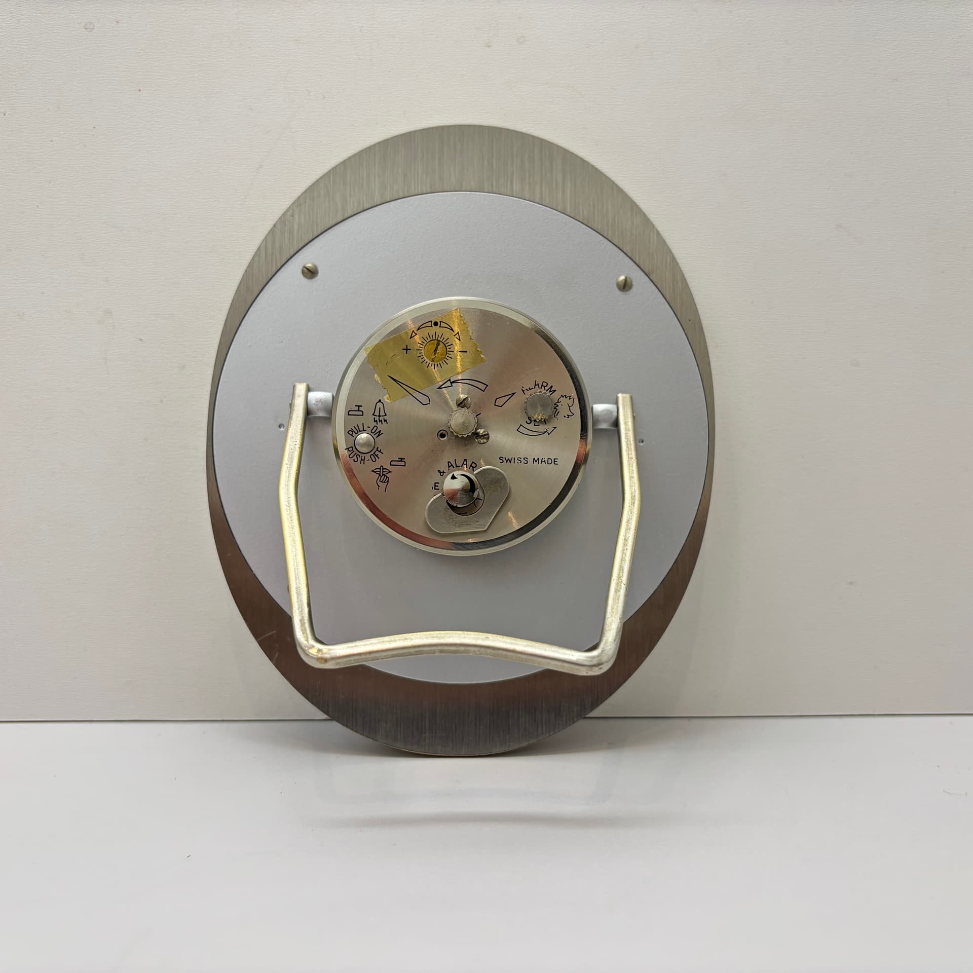 Alarm Clock Swiza 8, silver, stainless steel, Switzerland, 1980s. - 197349