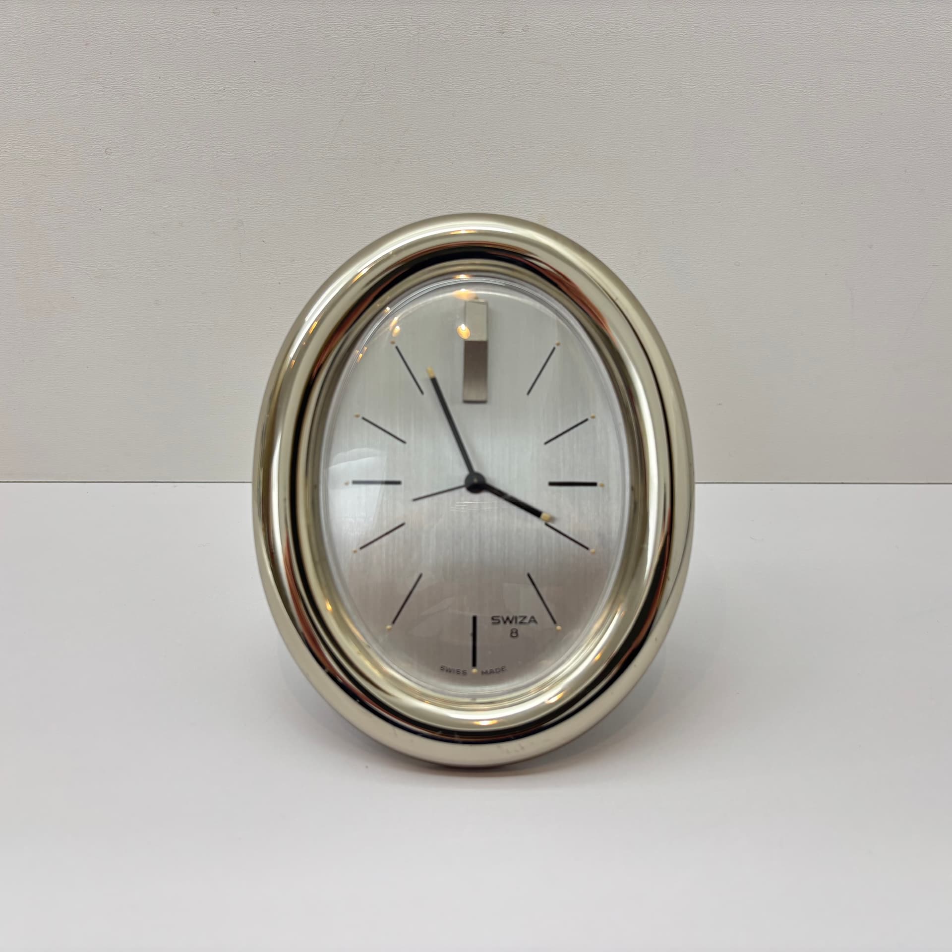 Alarm Clock Swiza 8, silver, stainless steel, Switzerland, 1980s. - 197351