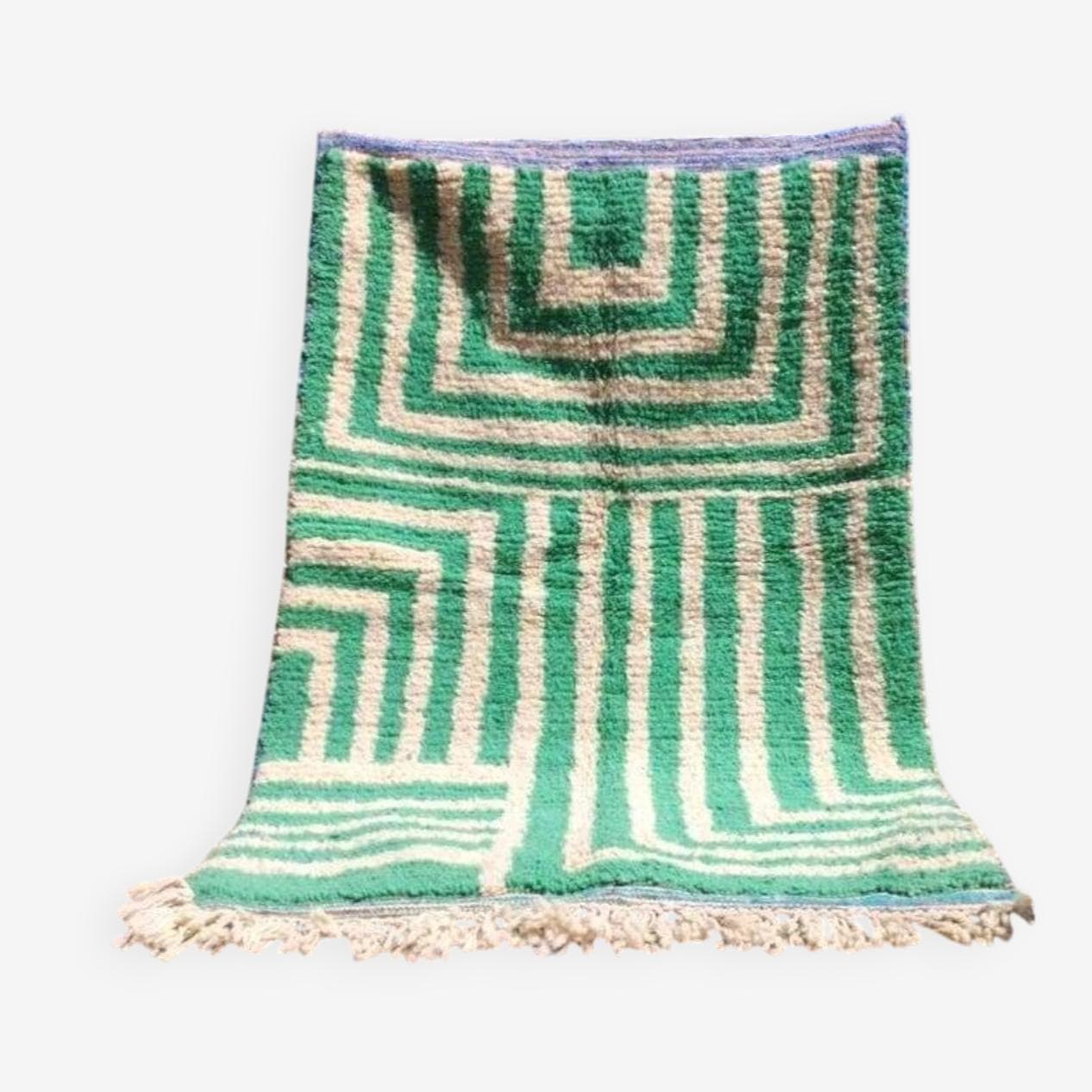 Ręcznie tkany dywan 140x260 cm, wełna, zielony, Maroko - 197412