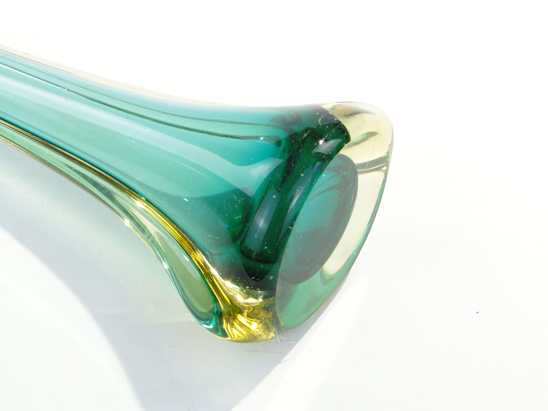 Wazon Murano, szkło turkusowe, Włochy, lata 50. - 1370