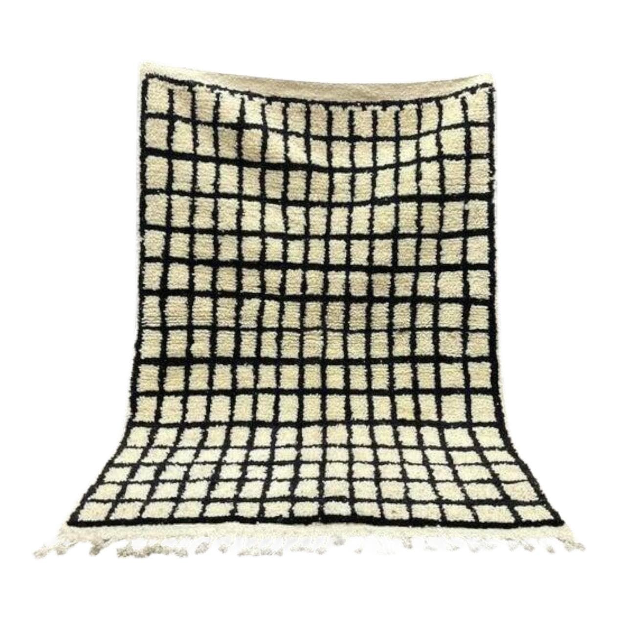 Ręcznie tkany dywan 250x150 cm, wełna, kremowy, czarny, Maroko