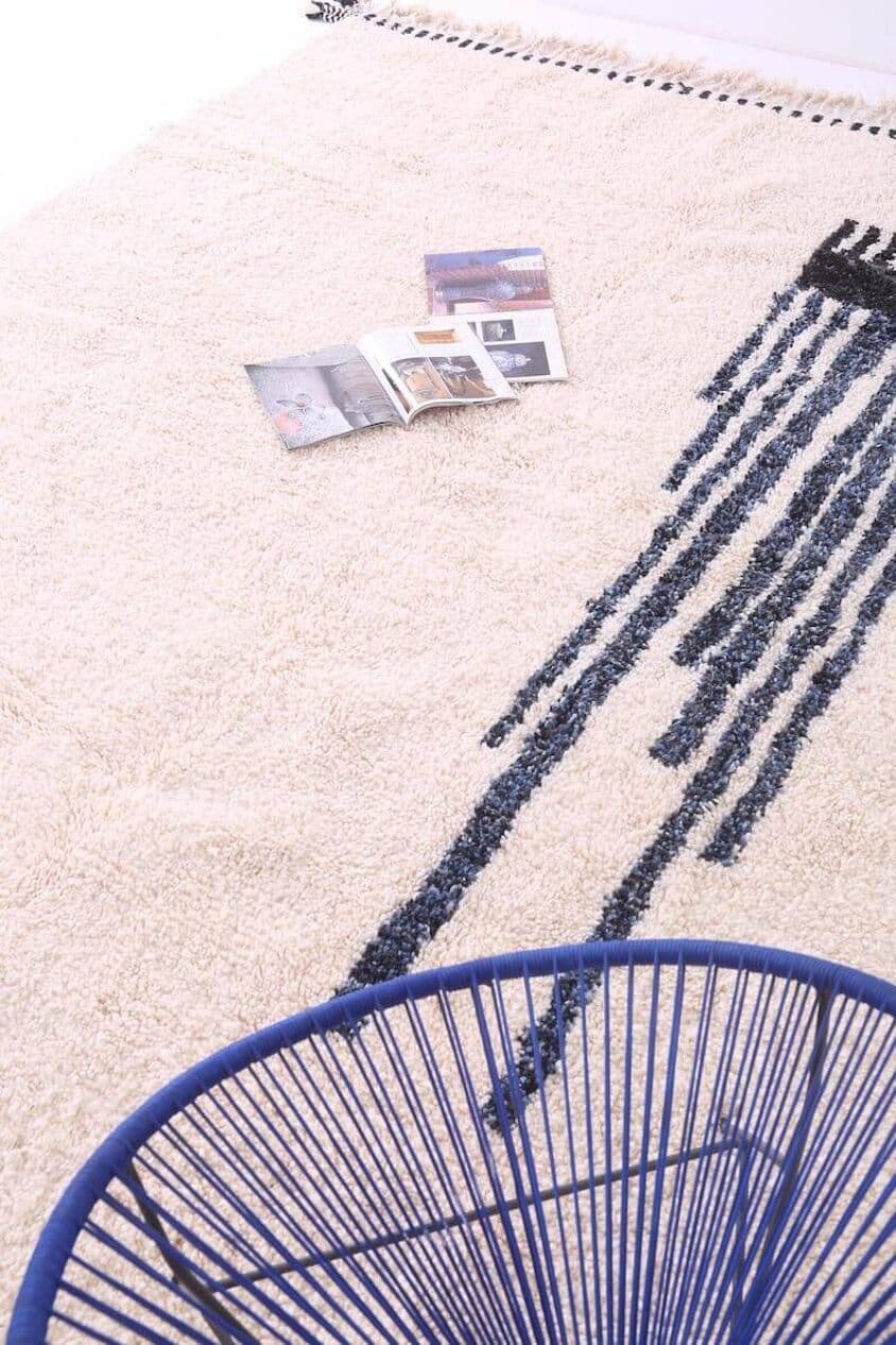 Handwoven rug 140x260 cm, wool, ivory, Morocco - 197369