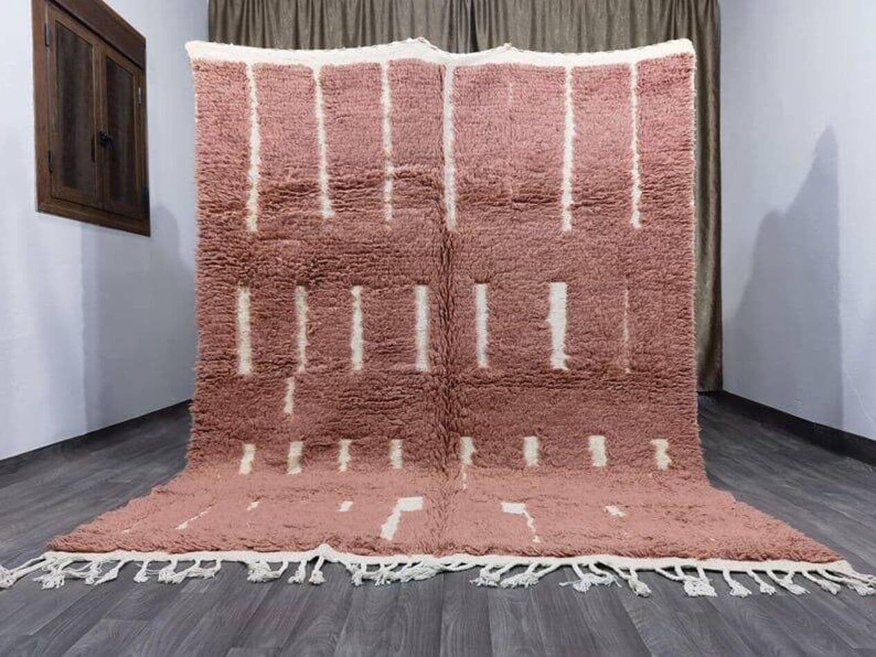 Ręcznie tkany dywan 200x300 cm, wełna, różowy, Maroko - 197420