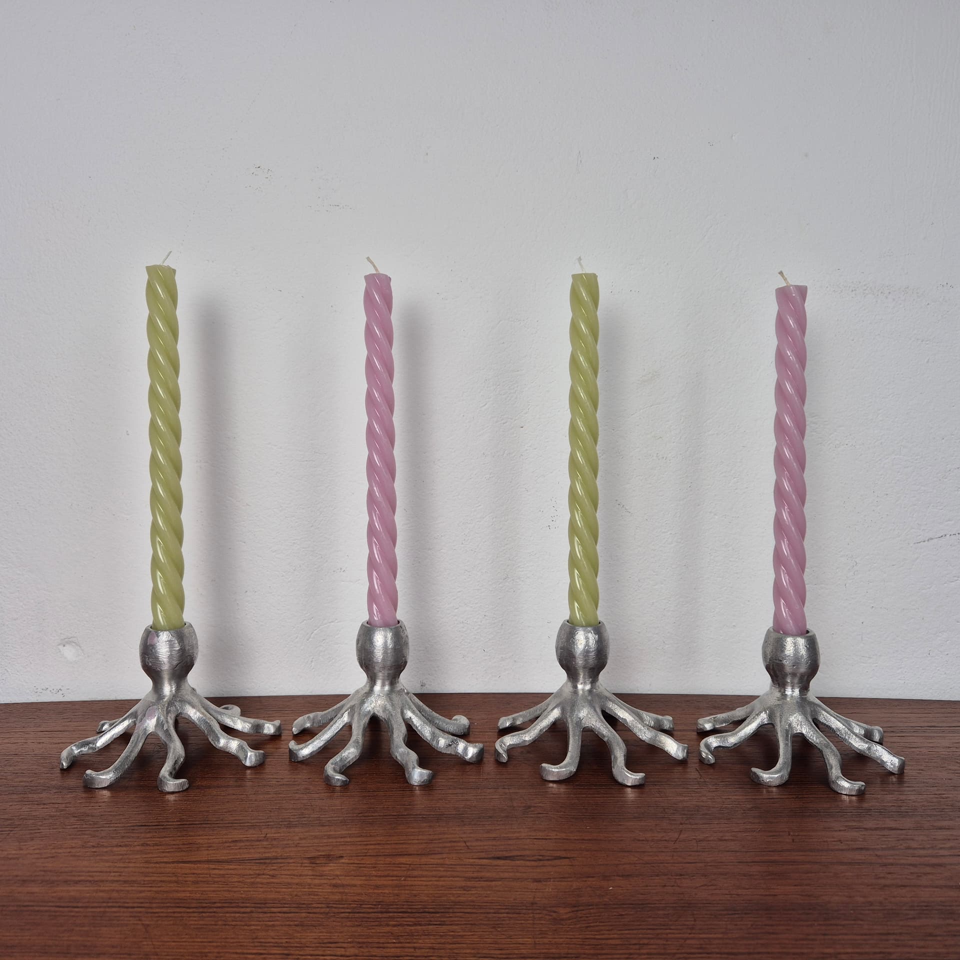 Świecznik ośmiornica, srebrny, aluminium, Szwecja, lata 80. - 197469