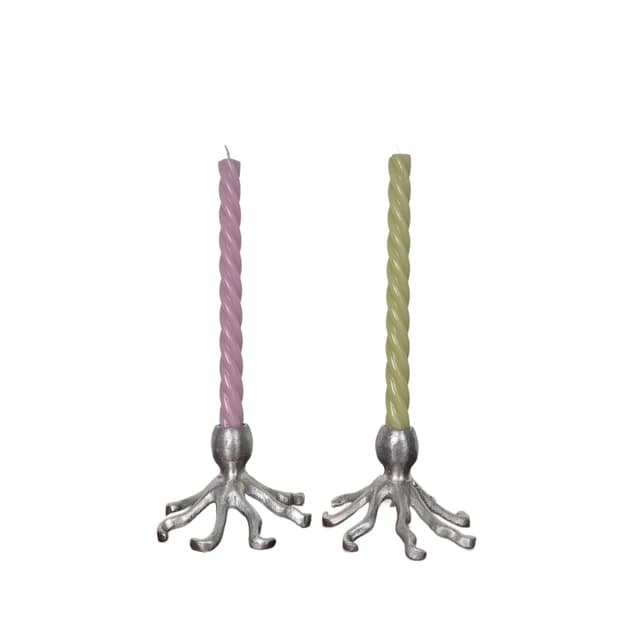 Świecznik ośmiornica, srebrny, aluminium, Szwecja, lata 80. - WYMIARY