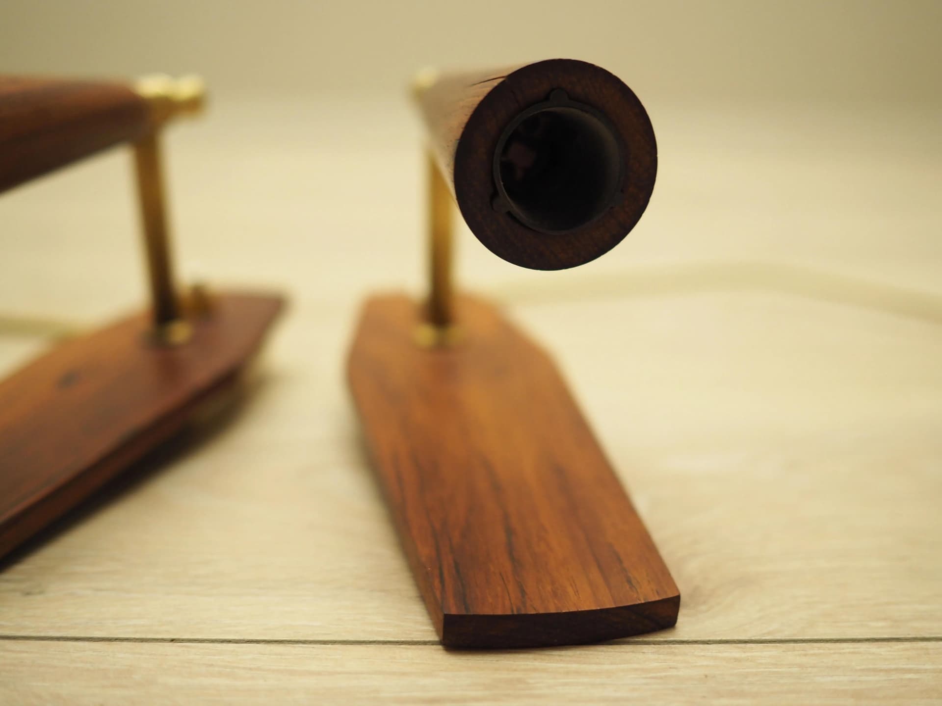 Komplet kinkietów ściennych, palisander brązowy, mosiądz, Dania, lata 70. - 13841