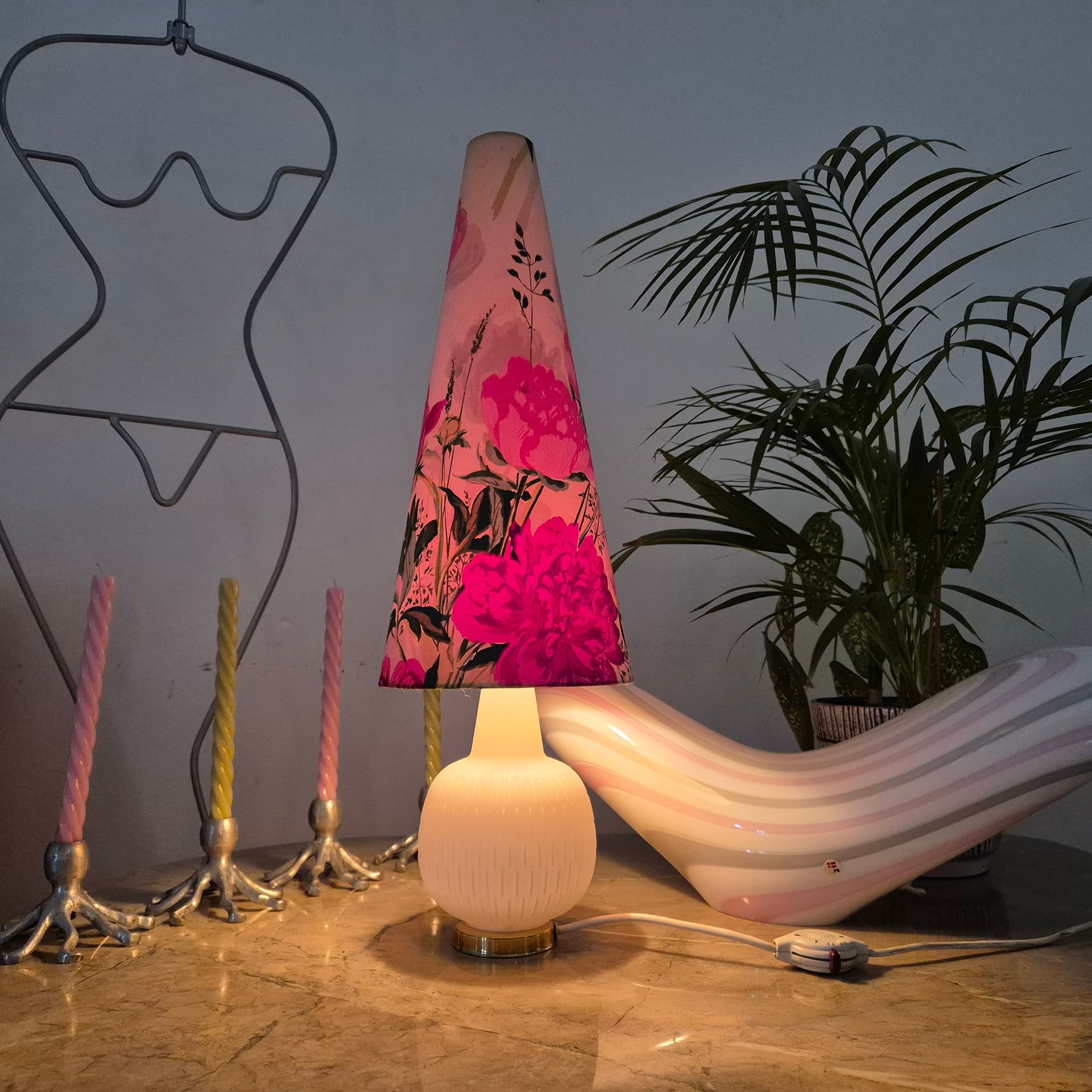 Lampa stołowa, multikolor, szkło, Niemcy, lata 50. - 197534