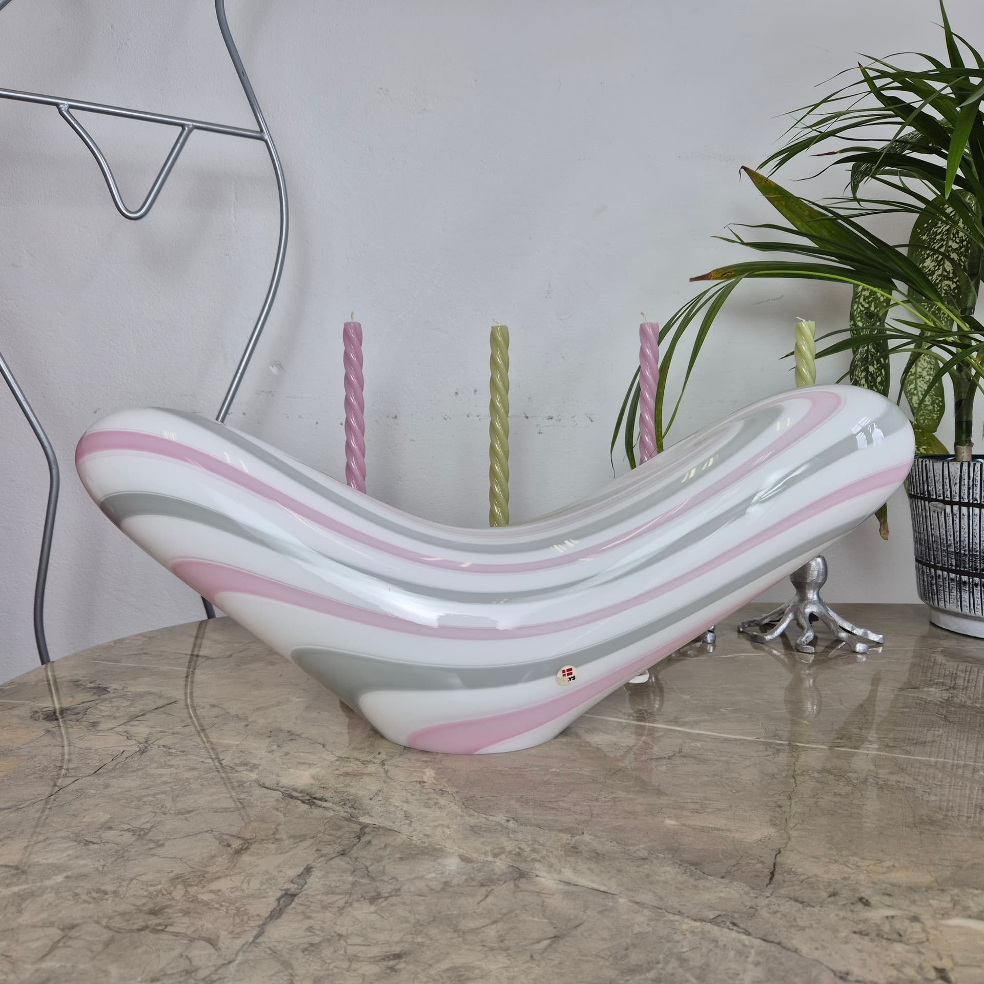 Lampa stołowa Vetri Murano, szkło białe, Włochy, lata 60. - 197560