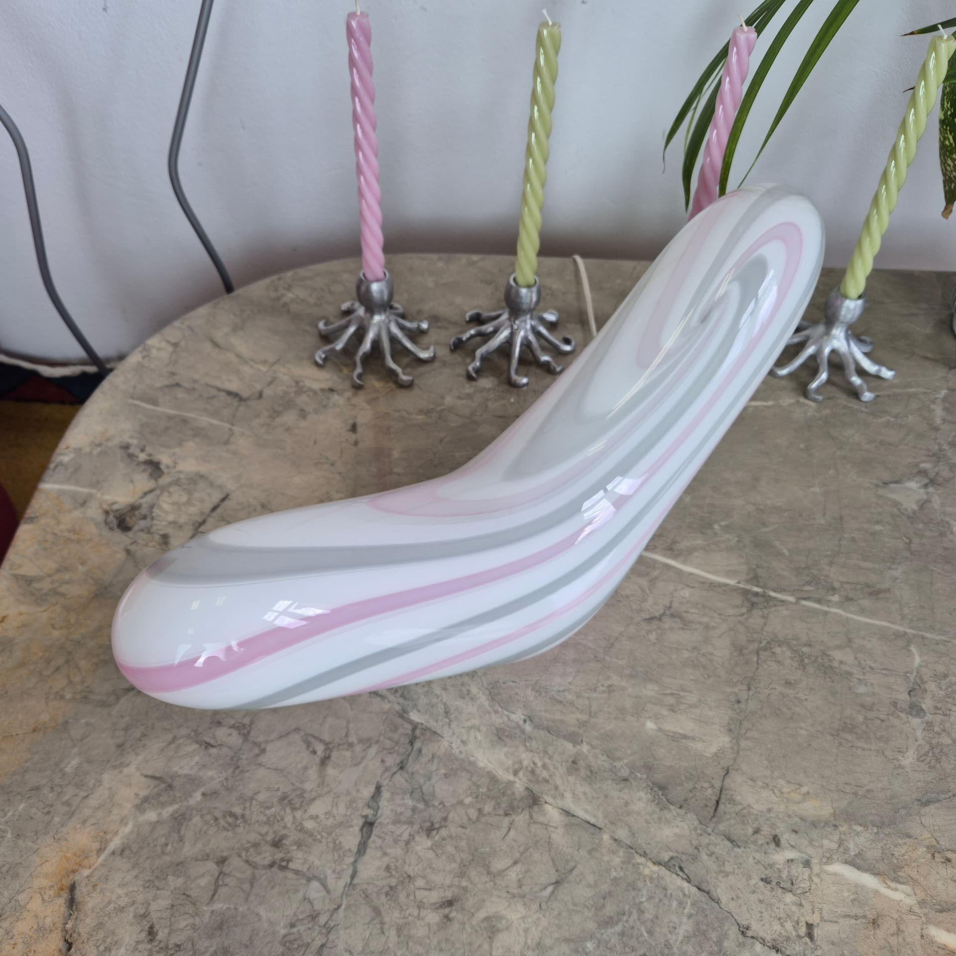 Lampa stołowa Vetri Murano, szkło białe, Włochy, lata 60. - 197569