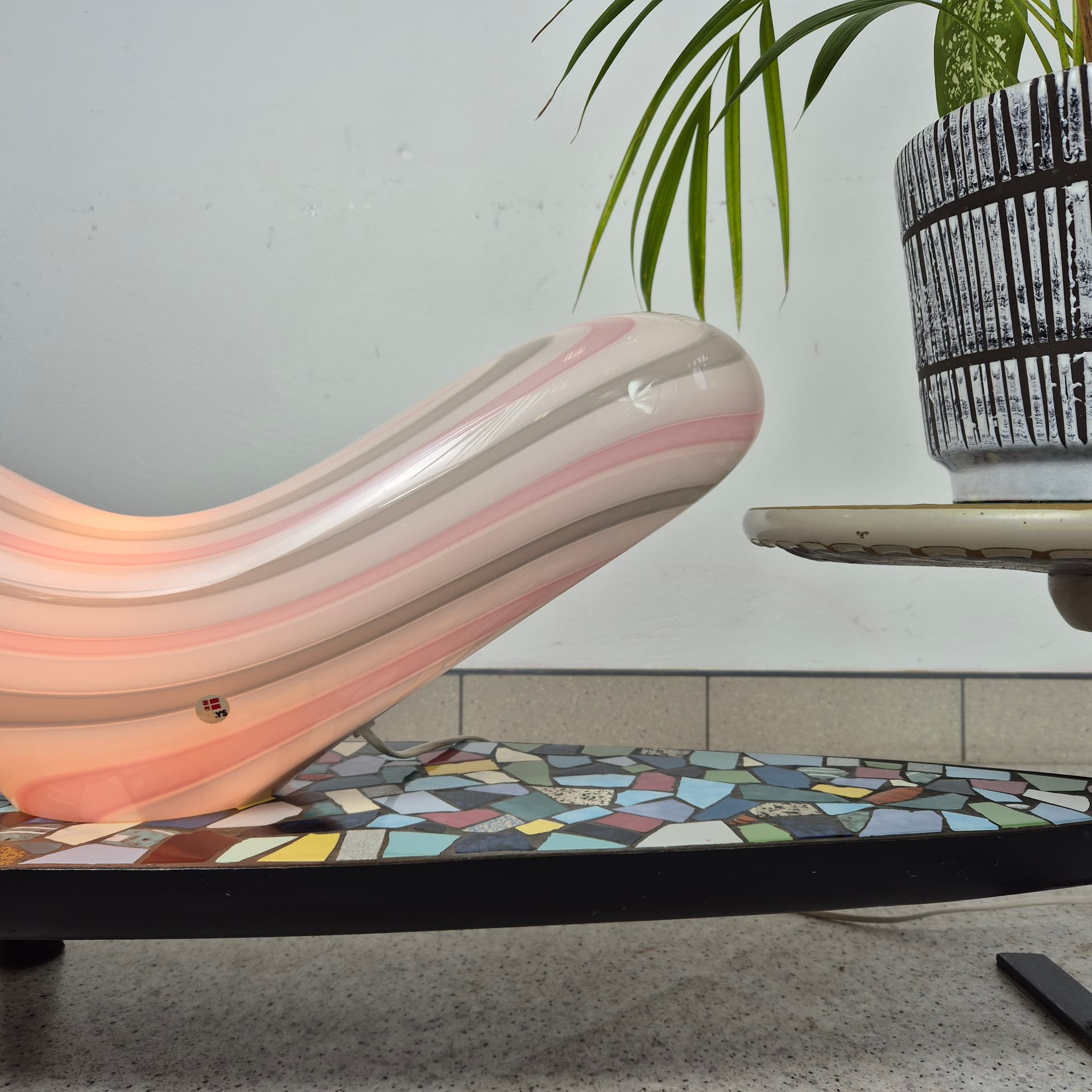 Lampa stołowa Vetri Murano, szkło białe, Włochy, lata 60. - 197563