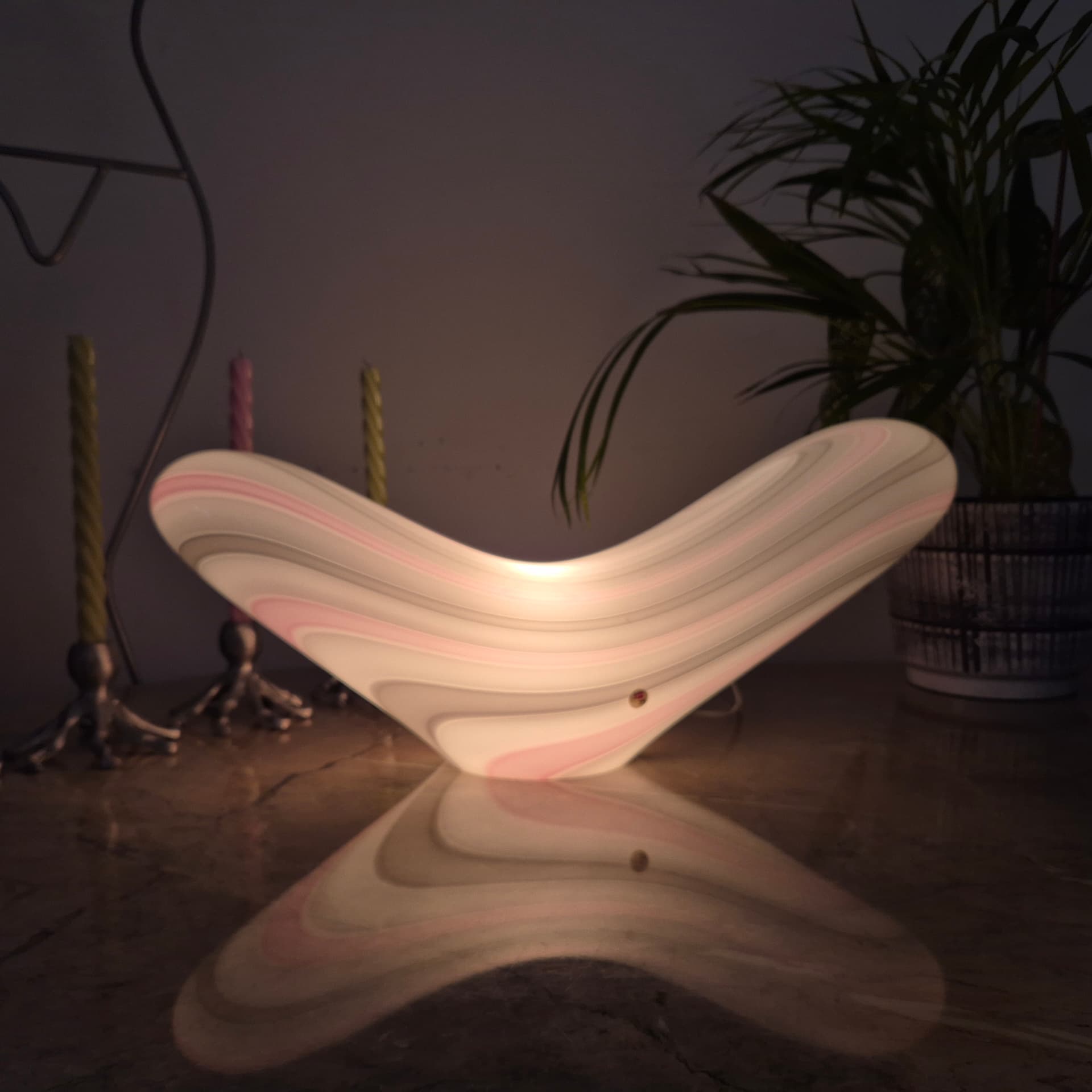 Lampa stołowa Vetri Murano, szkło białe, Włochy, lata 60. - 197571