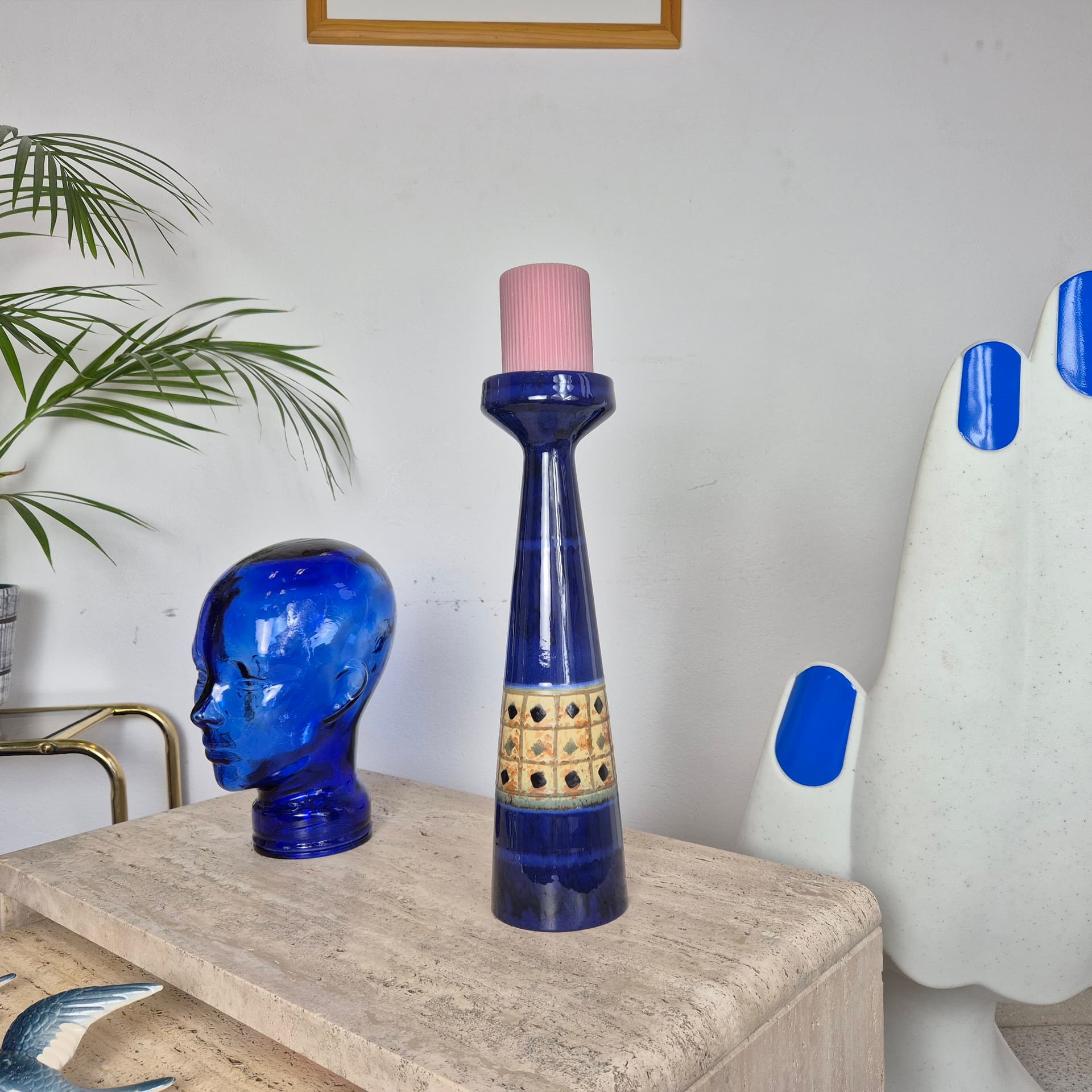 Świecznik Venus, niebieski, ceramika, Niemcy, lata 60. - 197589