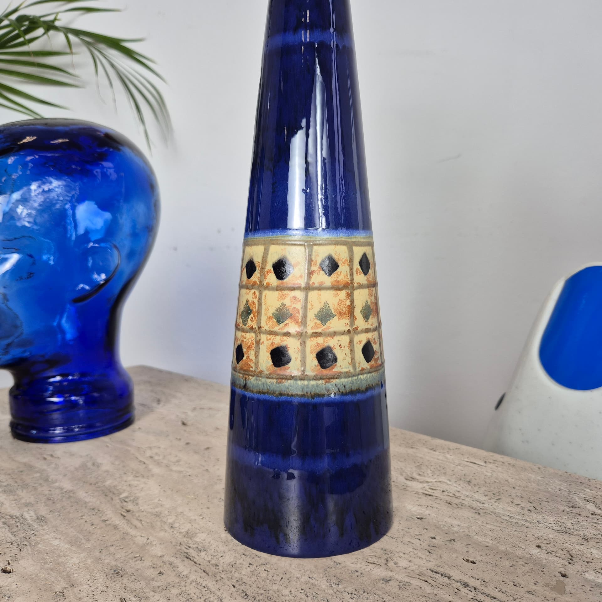Świecznik Venus, niebieski, ceramika, Niemcy, lata 60. - 197596