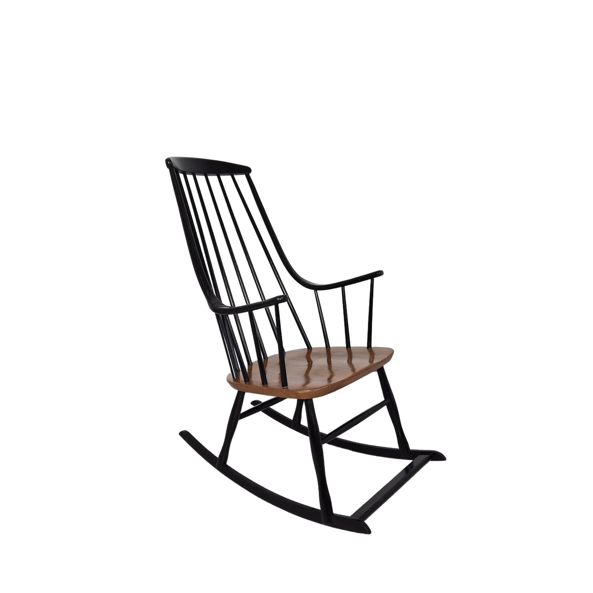 Fotel bujany Grandessa, drewno czarny, proj. L. Larsson, Szwecja, lata 60.