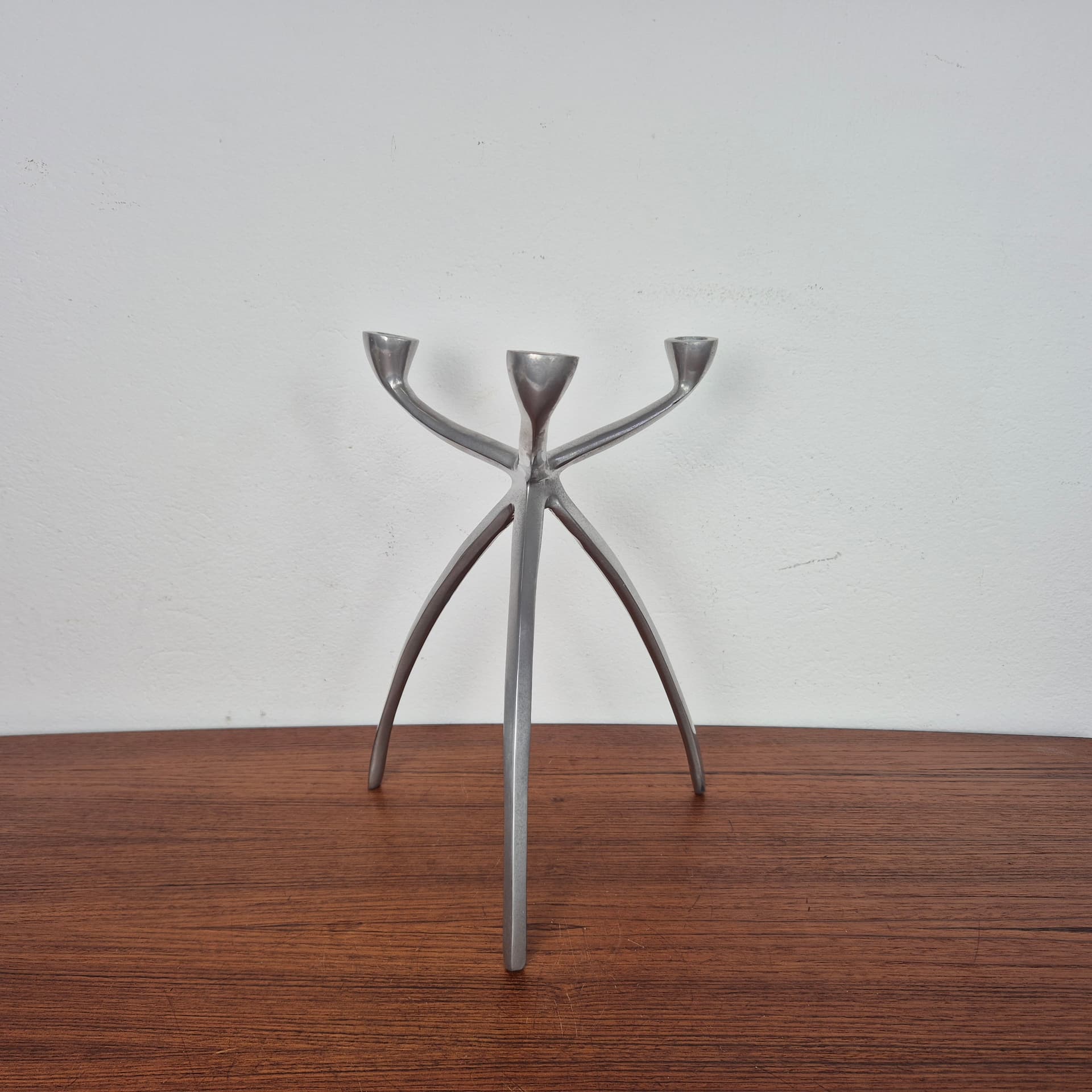 Świecznik De Bijenkorf, srebrny, aluminium, Holandia, lata 70. - 197762