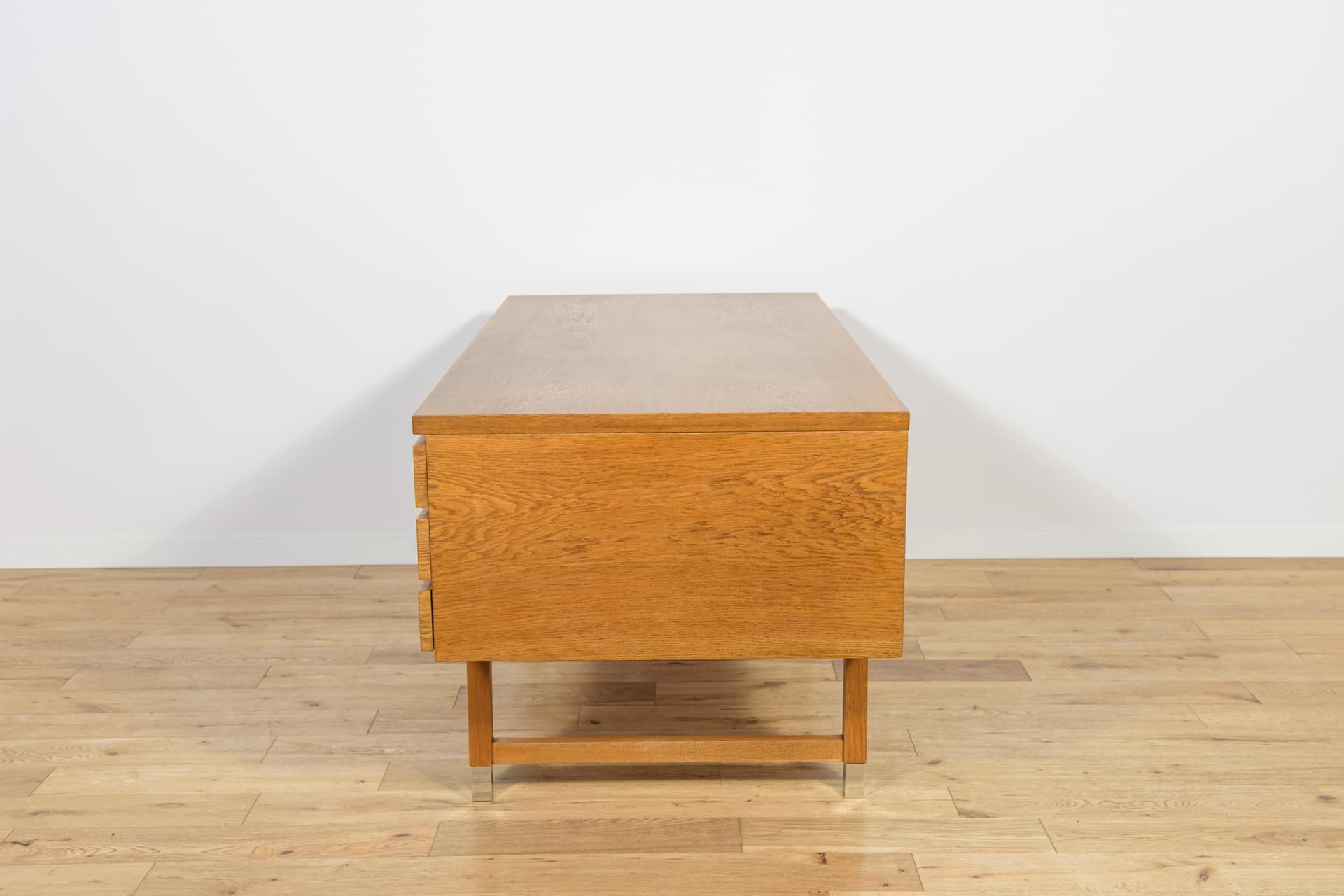 Biurko wolnostojące, dąb jasnobrązowy, stal, Eigil Petersens Møbelfabrik, Dania, lata 70. - 197844