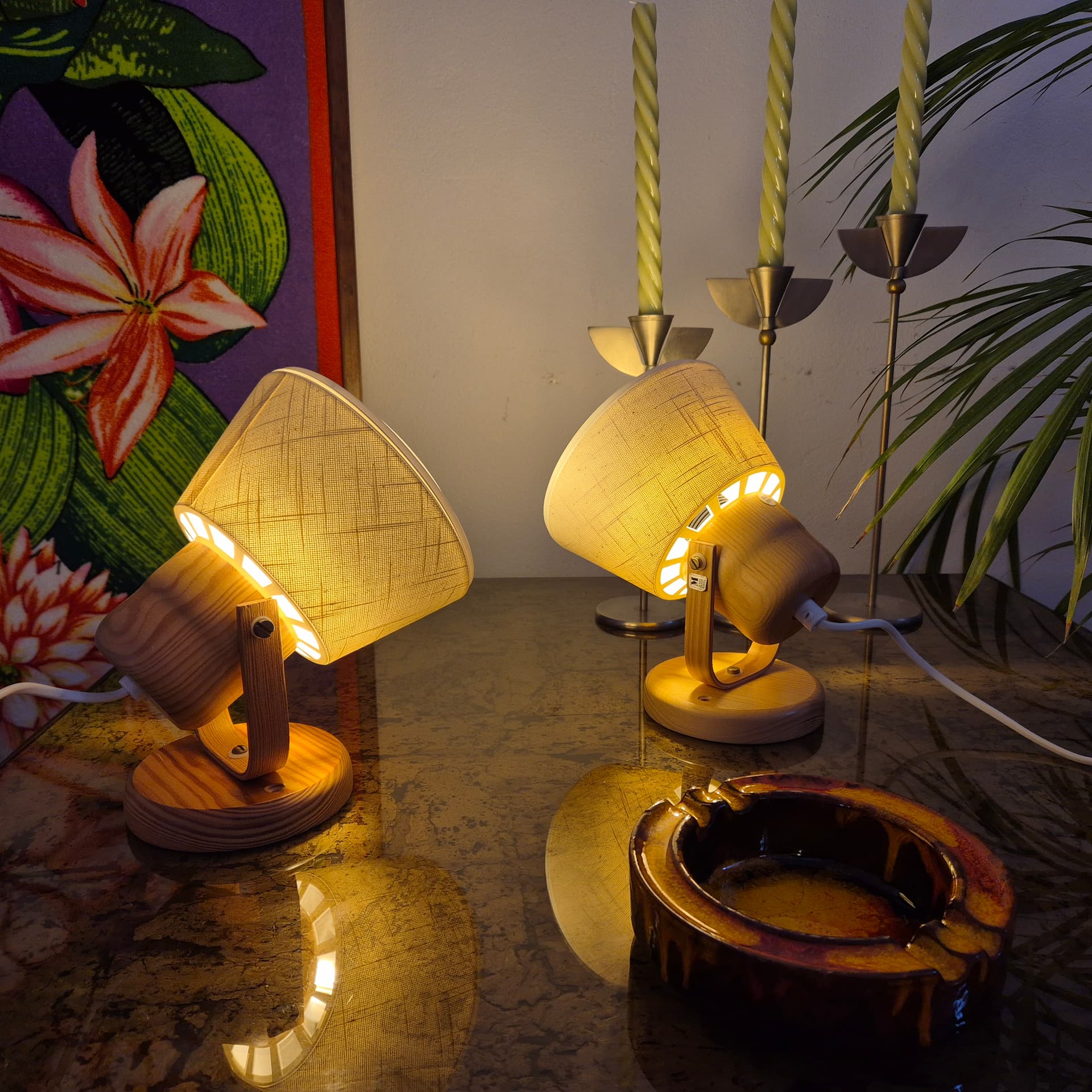 Para kinkietów Kinna, sosna, tkanina ivory white, Markslöjd, Szwecja, lata 70. - 197863