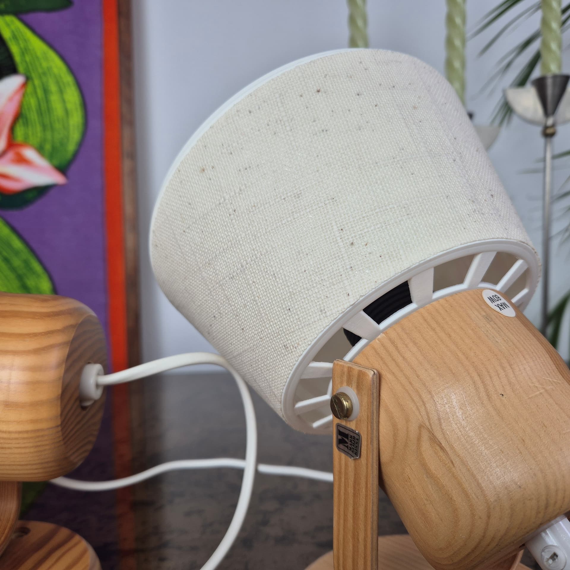 Para kinkietów Kinna, sosna, tkanina ivory white, Markslöjd, Szwecja, lata 70. - 197856