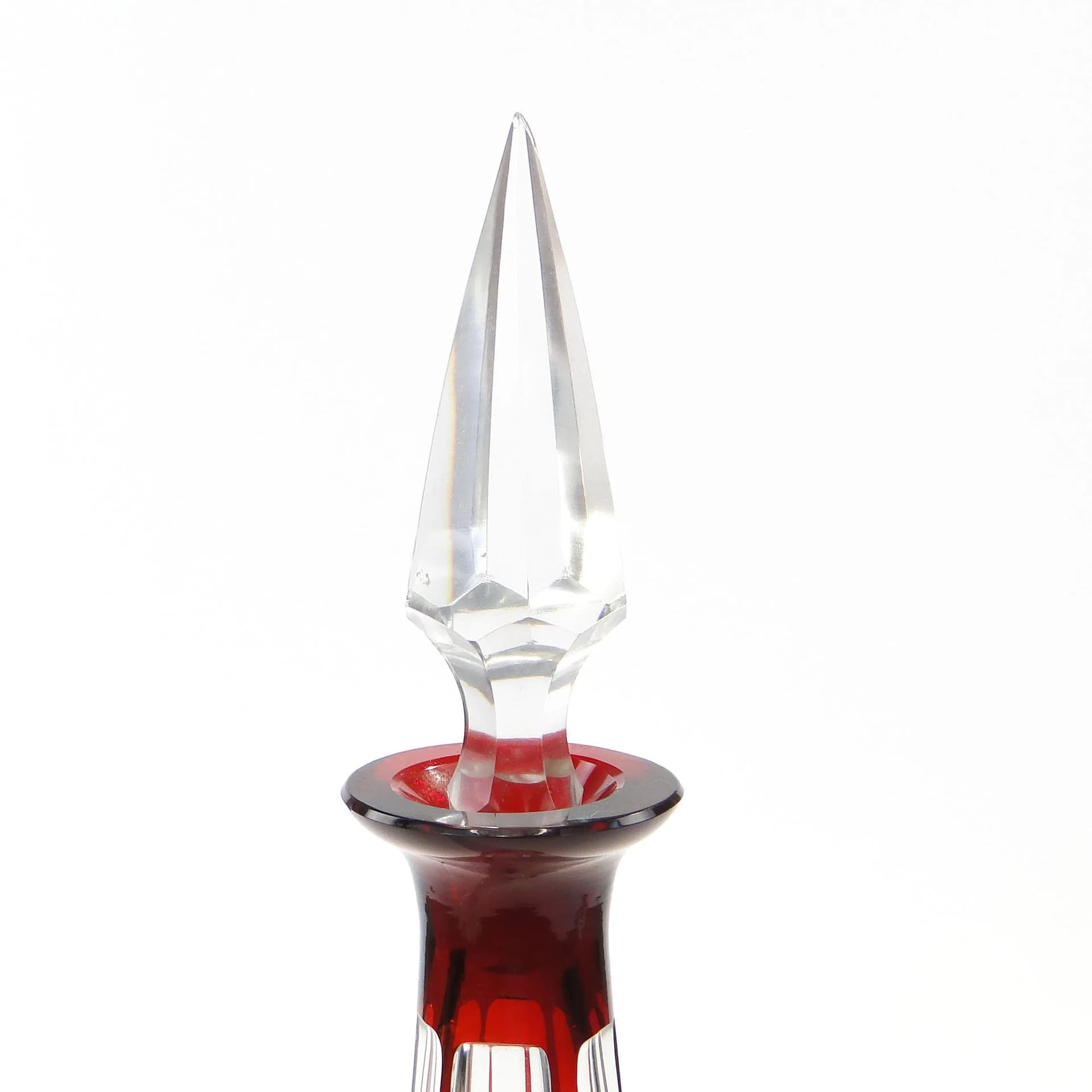 Decanter Art Deco, ruby glass, Czechoslovakia, 1930s - 13800