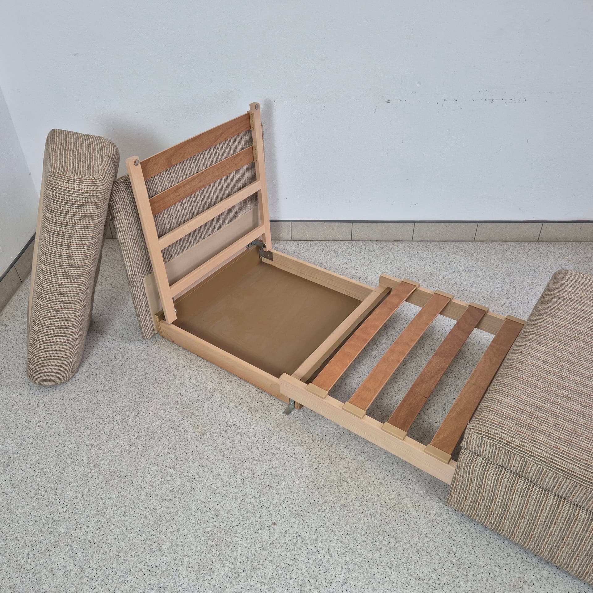 Fold-out armchair, beige fabric, Germany, 1990s. - 197894