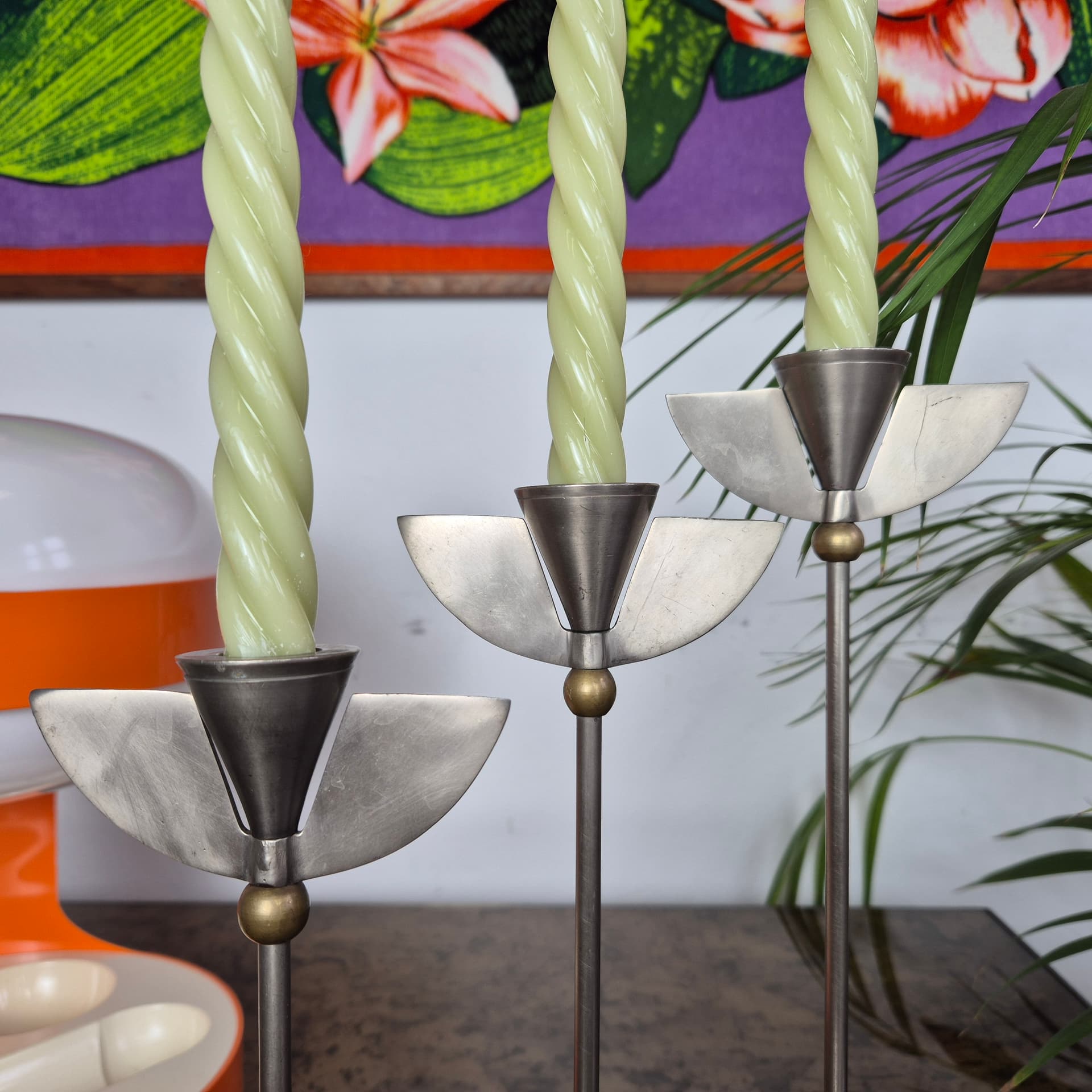 Komplet trzech świeczników Memphis, srebrny, Niemcy, lata 80. - 197939