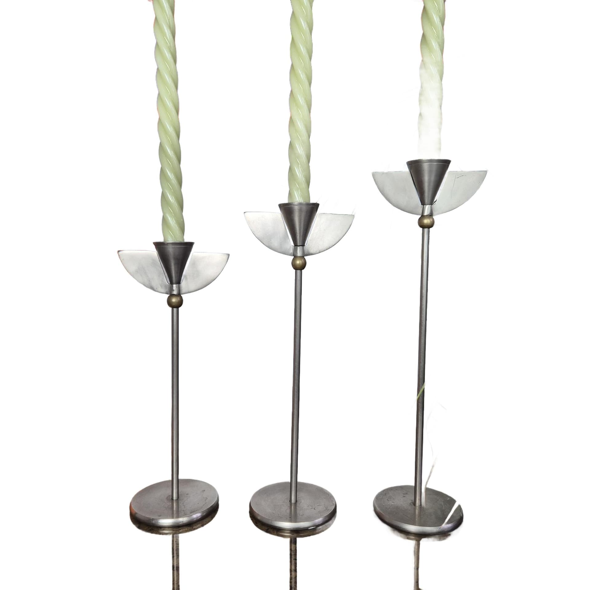 Komplet trzech świeczników Memphis, srebrny, Niemcy, lata 80.
