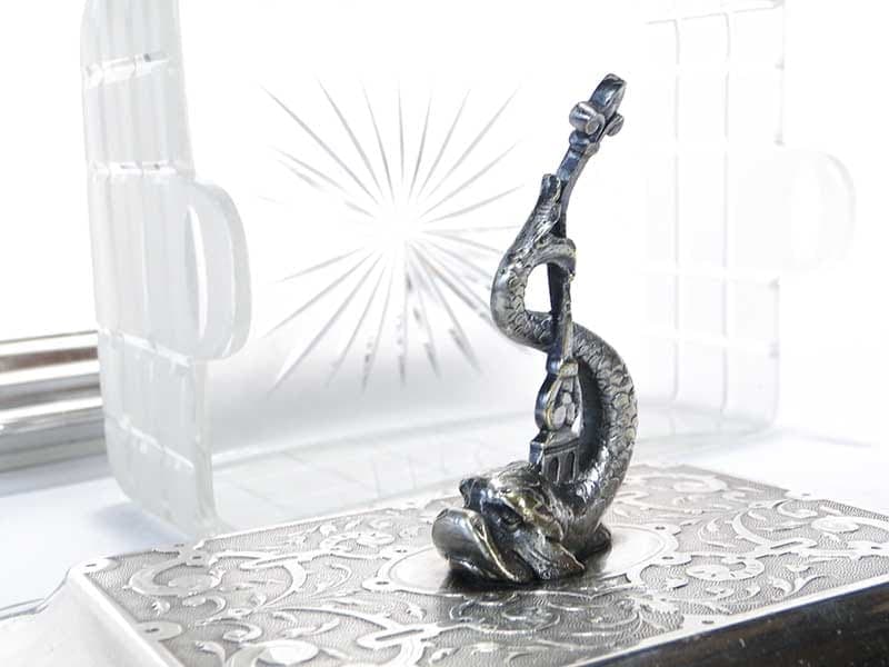 Pojemnik na rybki, szkło kryształowe transparentne, mosiądz platerowany srebrem, WMF, Niemcy, XIX w. - 197952