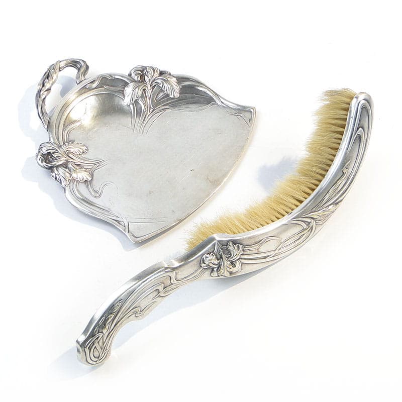 Zestaw stołowy secesyjny, srebrny, mosiądz, Francja, XIX w. - 198007