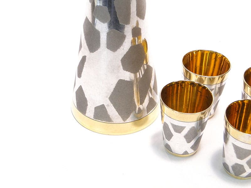 Modernist liqueur set, silver, brass, Poland, 1950s - 198019