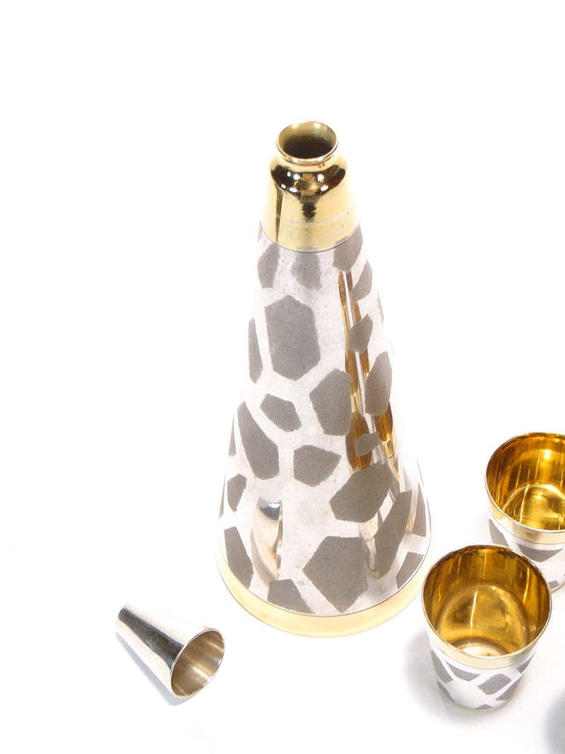 Modernist liqueur set, silver, brass, Poland, 1950s - 198020