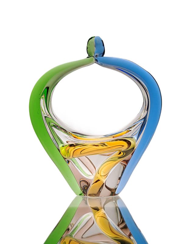 Koszyczek Rapsodia, szkło multikolor, proj. F. Zemek, Czechosłowacja, lata 70. - WYMIARY