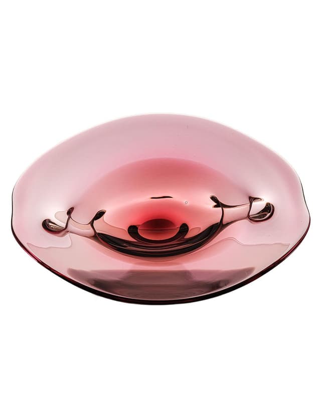 Bowl, pink glass, by J. Hospodka, Czechoslovakia, 1970s. - DIMENSION