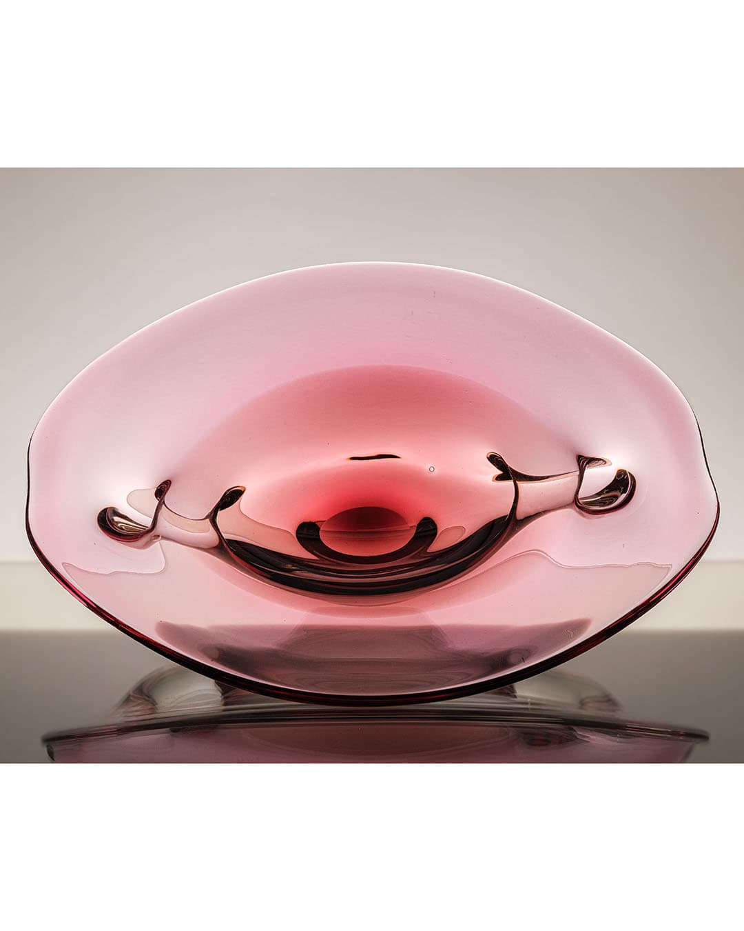 Bowl, pink glass, by J. Hospodka, Czechoslovakia, 1970s. - 198164
