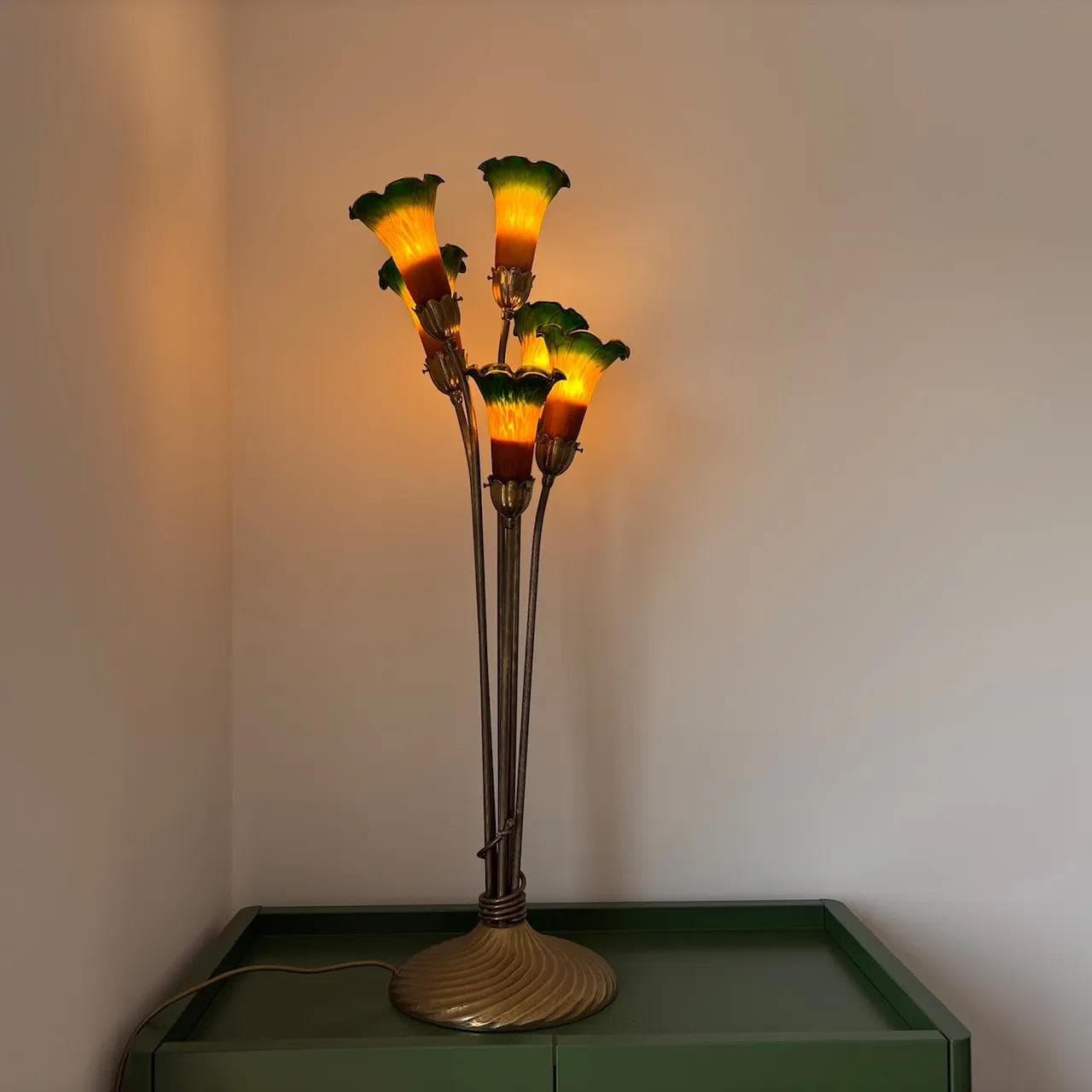 Floor lamp, multicolor, brass, glass, France, 1990s. - 13898