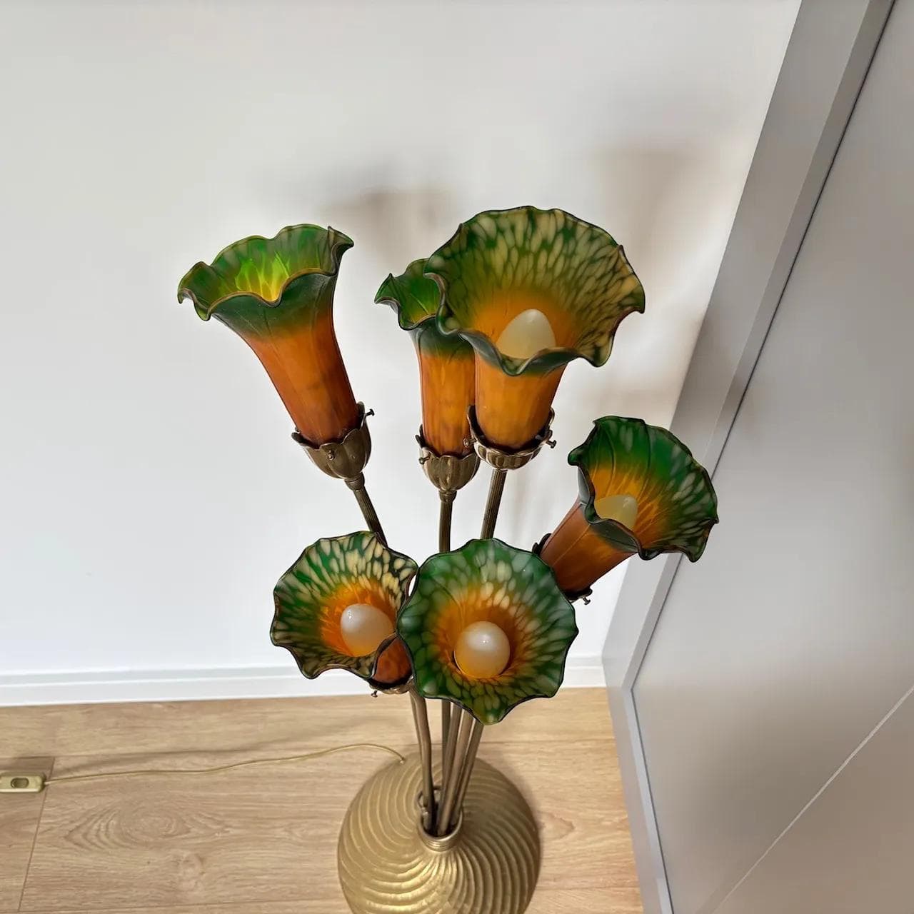 Floor lamp, multicolor, brass, glass, France, 1990s. - 13896