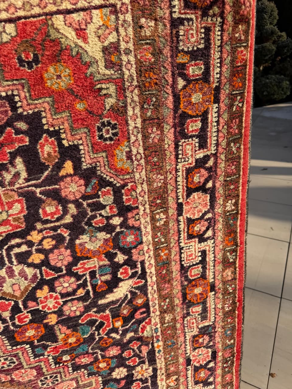 Rug Hamadan 225x130 cm, navy blue, wool, Iran, 1970s. - 198275