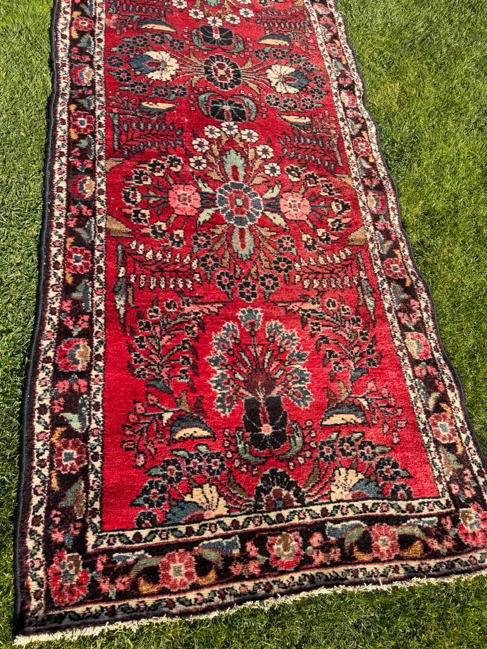 Runner Hamadan 310x105 cm, red wool, Iran - 198293